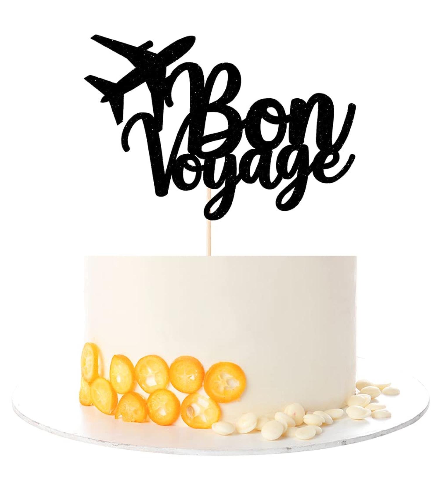 Kaoenla Bon Voyage Cake Topper Black Flash Cake Topper Apply to Moving Away Travel Retirement Farewell Party Decoration Supplies - Buy Online on GoSupps.com