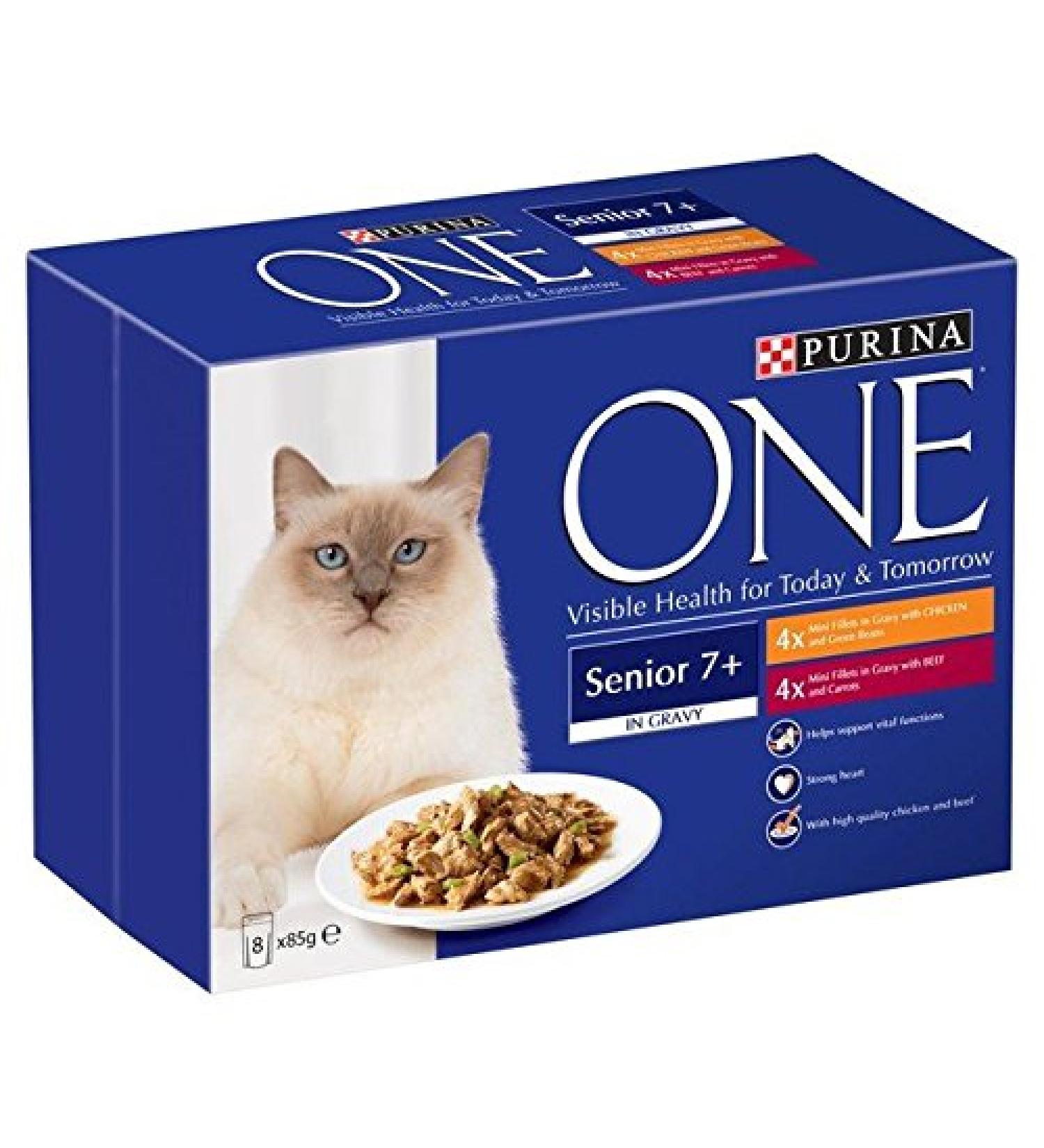 PURINA ONE Purina 8-pack of senior chicken and beef gravy sachets 85g