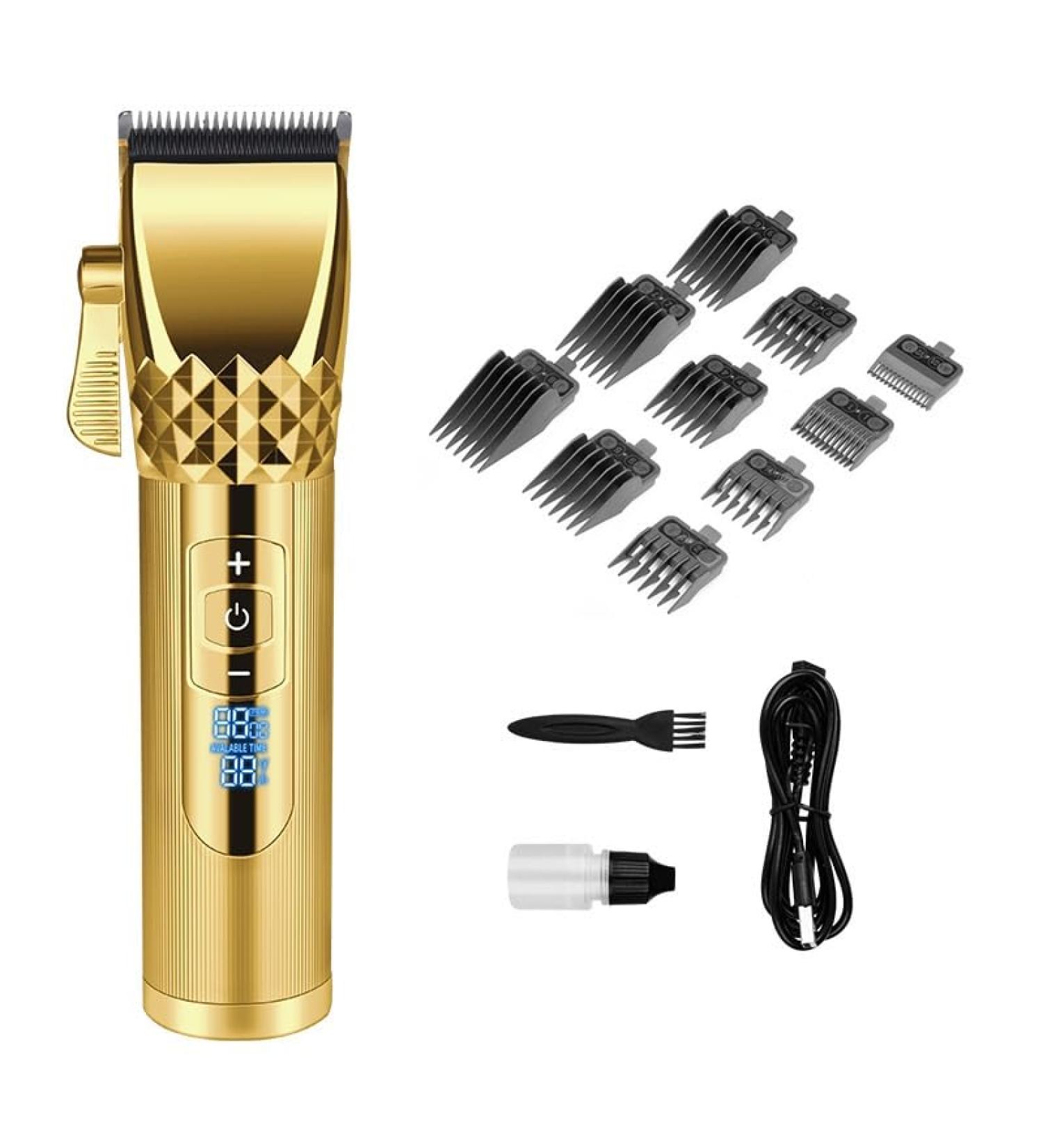 Professional Gold Hair Clippers 7200PRM - Rechargeable Electric Trimmers with LCD Display for Men - International Shipping Available - Buy Online on GoSupps.com