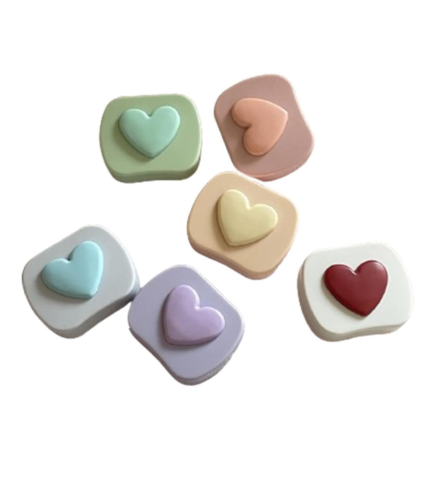 6 Pack 3D Heart Design Contact Lens Cases - Candy Color Travel Kit with Tweezers & Solution for Daily Use - Assorted Colors - Buy Online on GoSupps.com