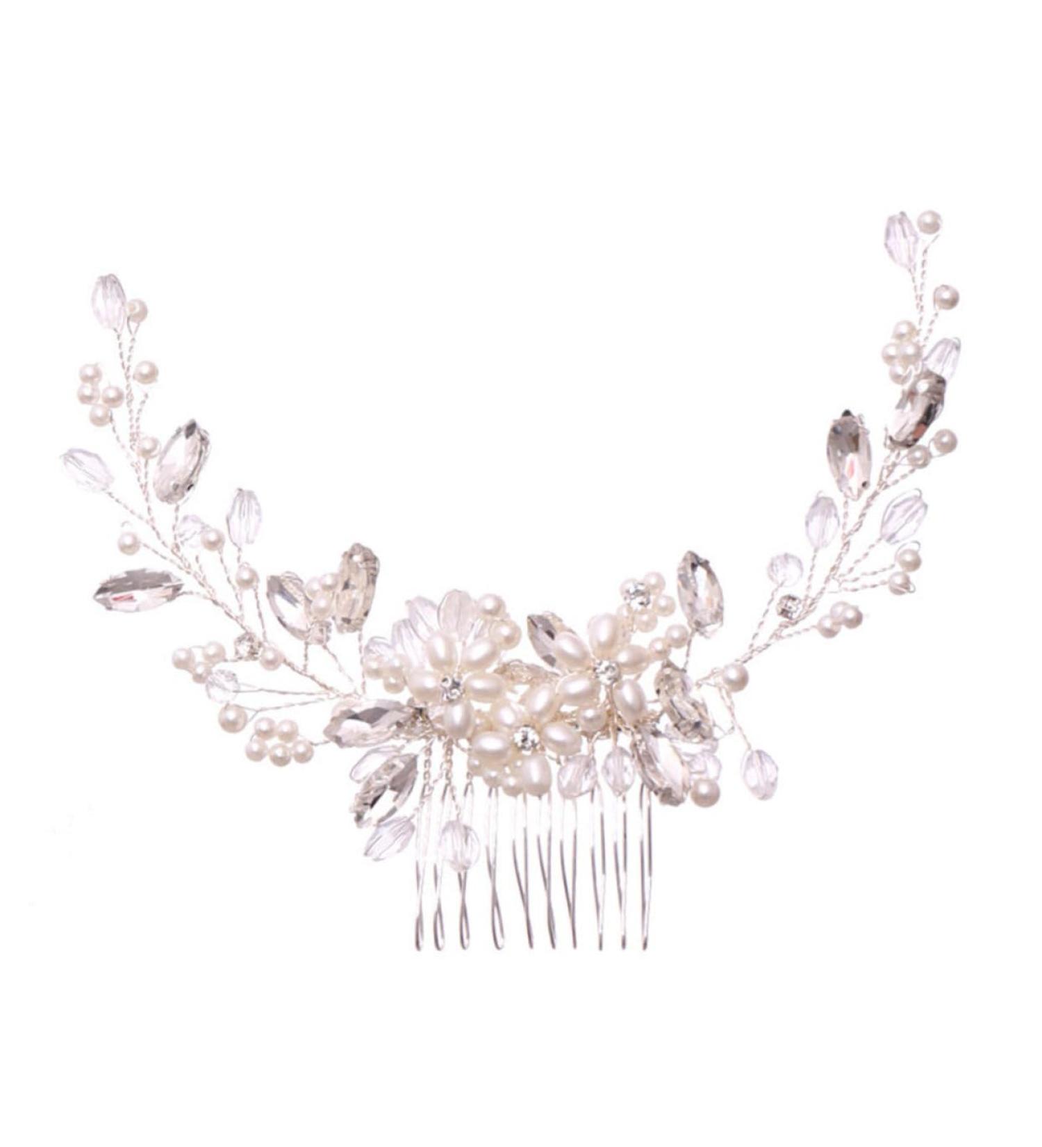 DOITOOL Pearl Comb Hairpin Comb Pearl Hair Pin Bridal Side Hair Comb Decorative Hair Combs Crystal Headpiece Rhinestone Bobby Pins Bride Hair Comb White Wedding Hair Accessories - Buy Online on GoSupps.com