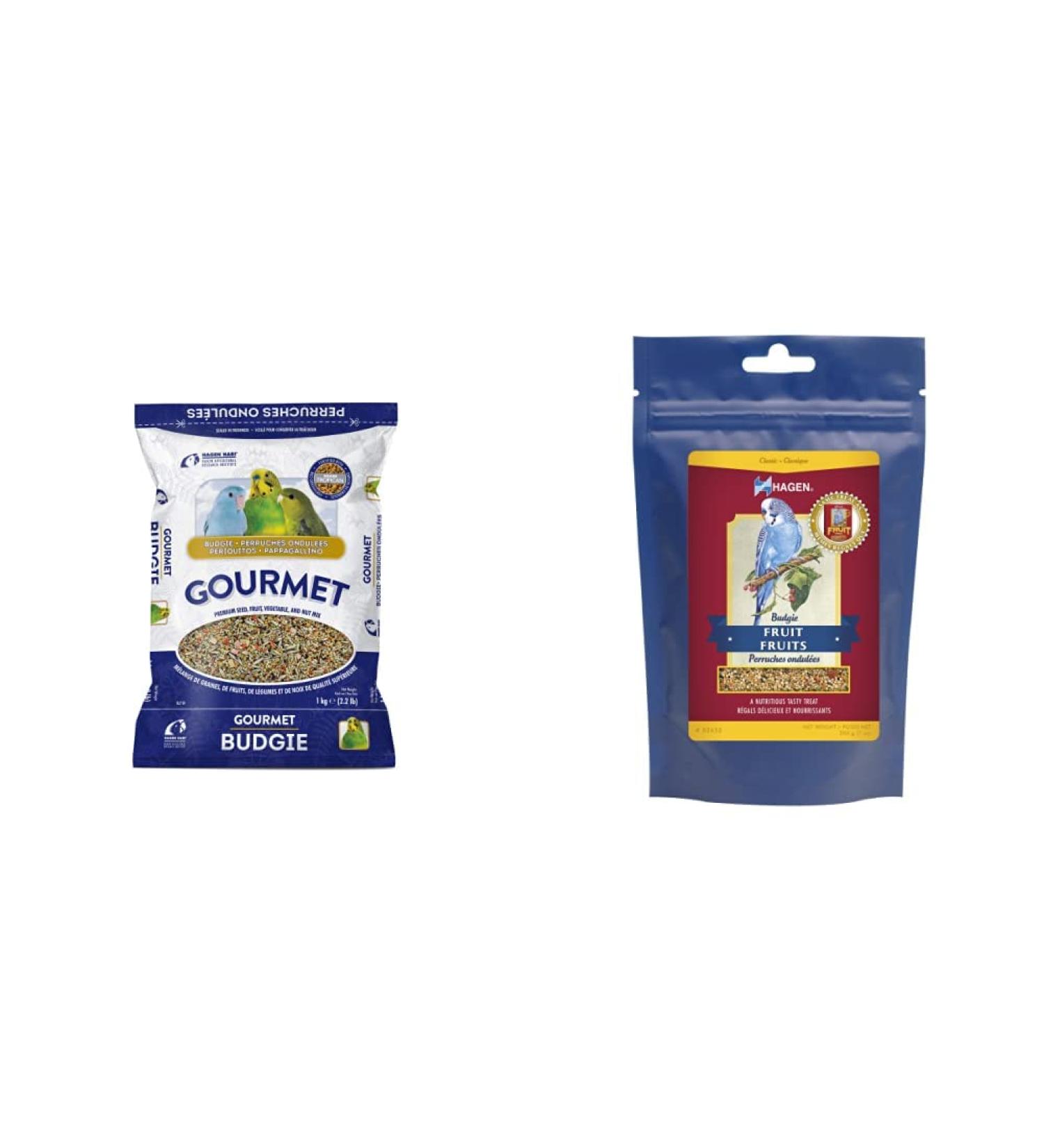 Hagen Gourmet Seed Mix for Budgies (1 Kg 2.2-Pound) + Hagen Budgie Fruit Treat (200gm)