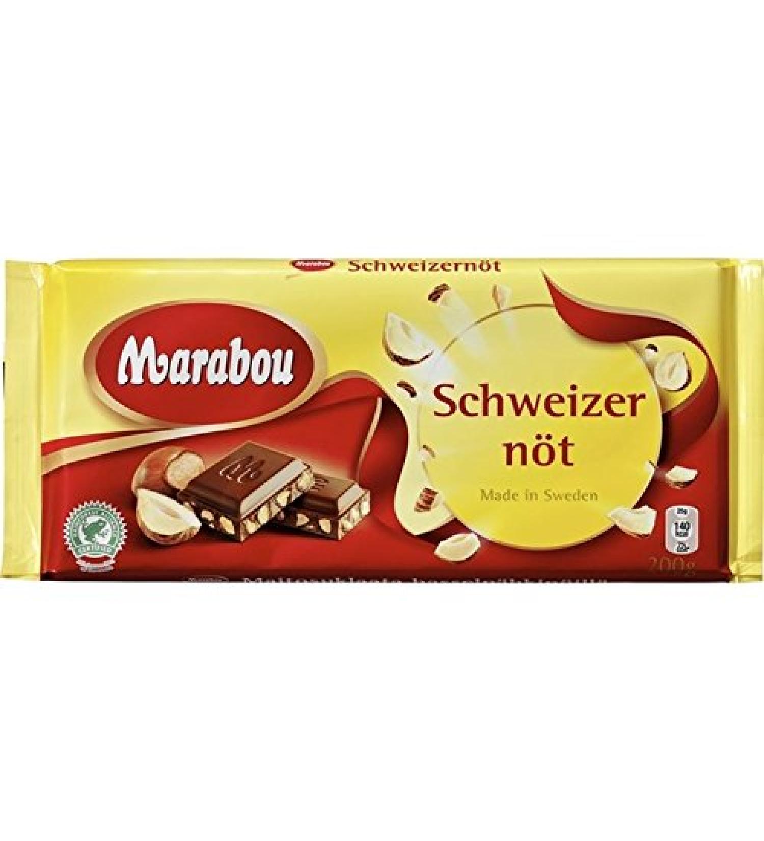 Marabou Schweitzernot - Chocolat Au Lait Avec Noisettes 200G - Paquet de 2