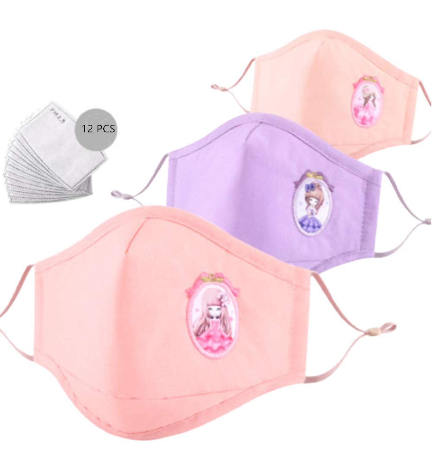 Yijueled 3 PCS Children Cotton Mouth Cartoon Face Masks Anti-Pollution Dust Mask Reusable with 12 PCS Filter Washable Unisex Mouth Mask Outdoor Sun Protection Mask for Kids - Buy Online on GoSupps.com