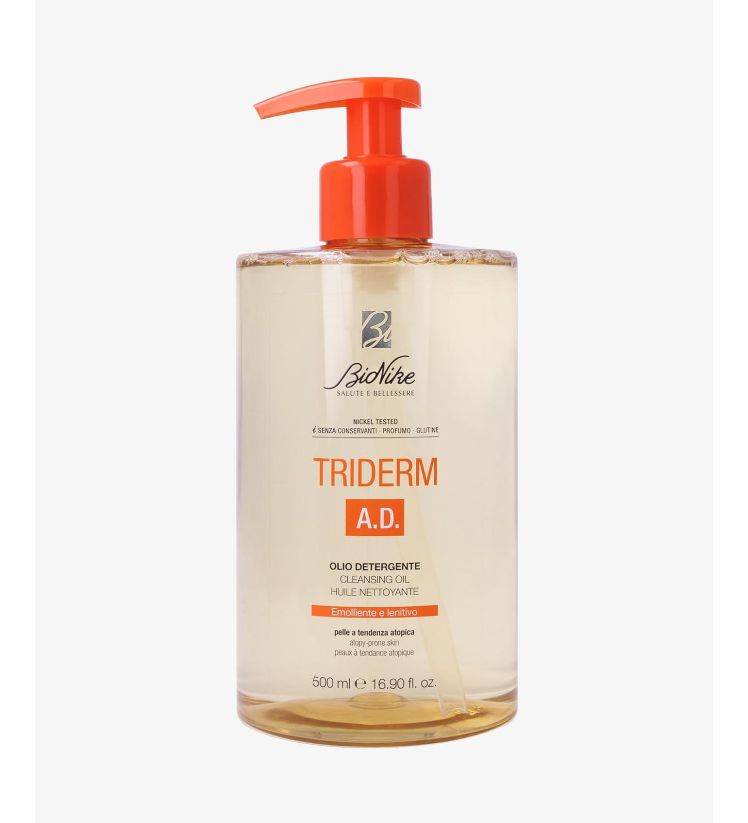 BioNike BioNike Triderm A.D. Softening and Soothing Cleansing Oil Micellar Body Cleansing Oil with Panthenol Sorbitol and Vitamin E cleanses with emollient action for sensitive skin