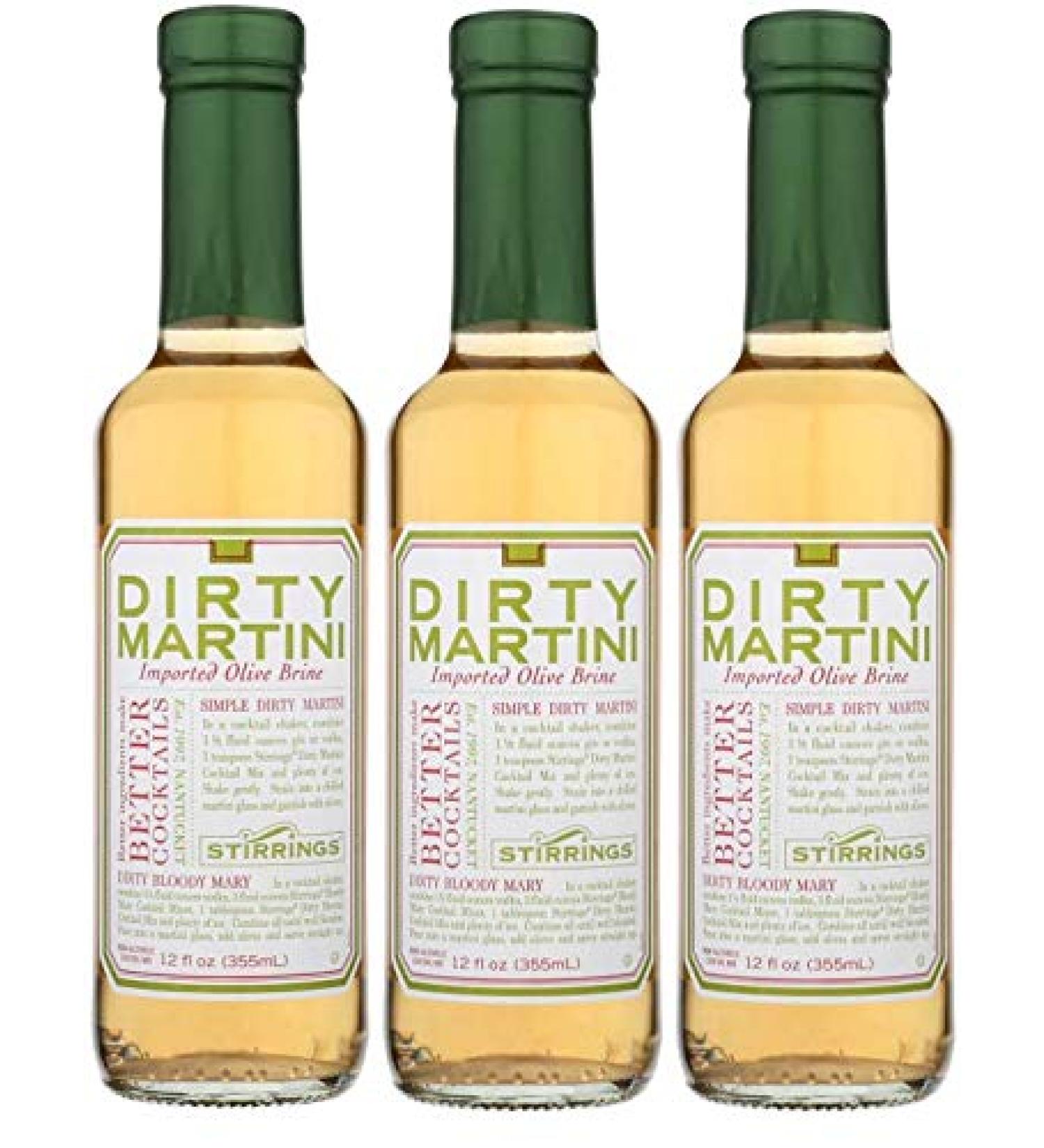 Stirrings All Natural Dirty Martini Cocktail Mixer - 12oz Bottle (Pack of 3) - Buy Online on GoSupps.com