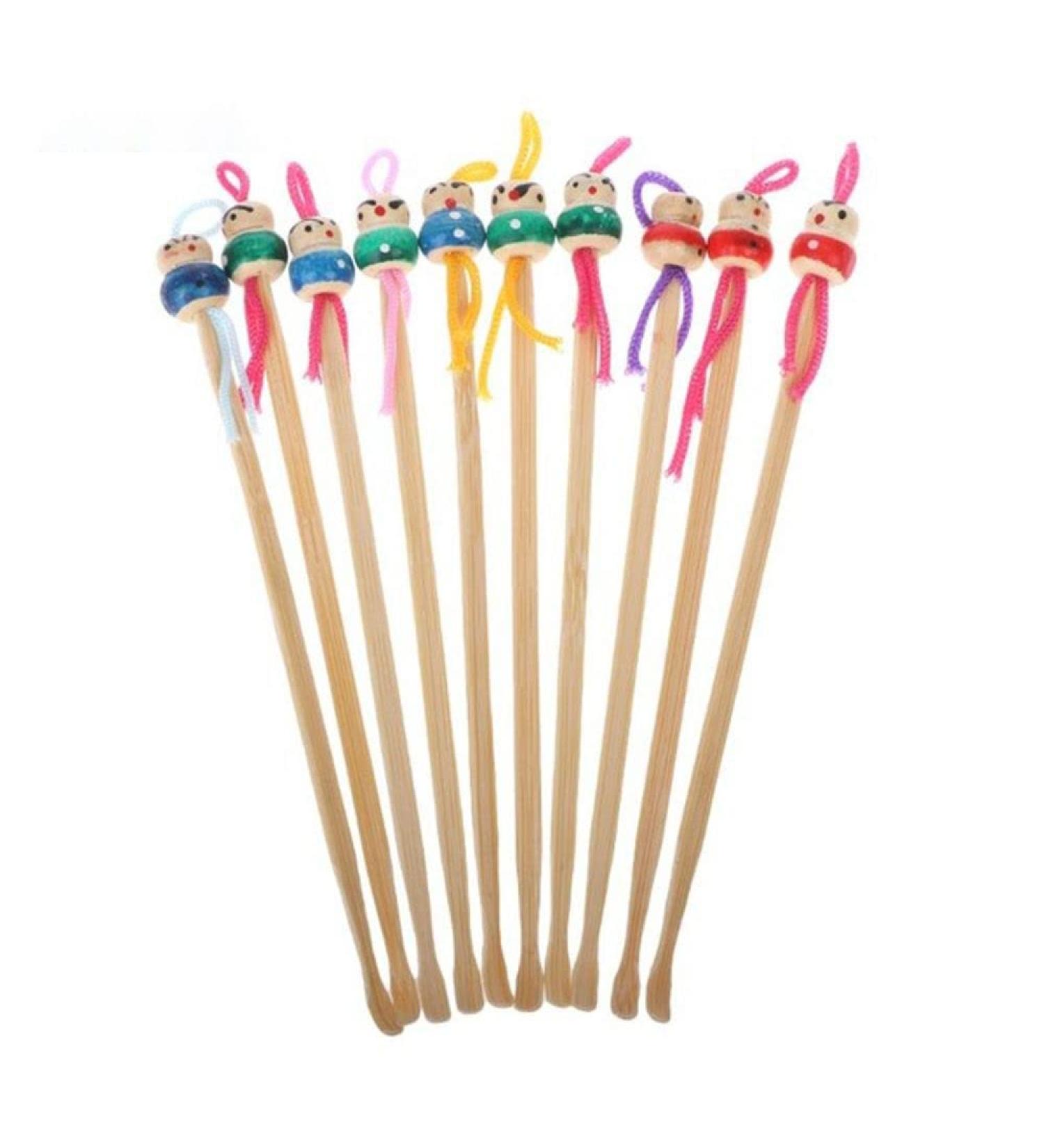 10pcs Handmade Wood Bamboo Ear Pick Wax Remover Mini Doll Ear Care Tool - Buy Online on GoSupps.com
