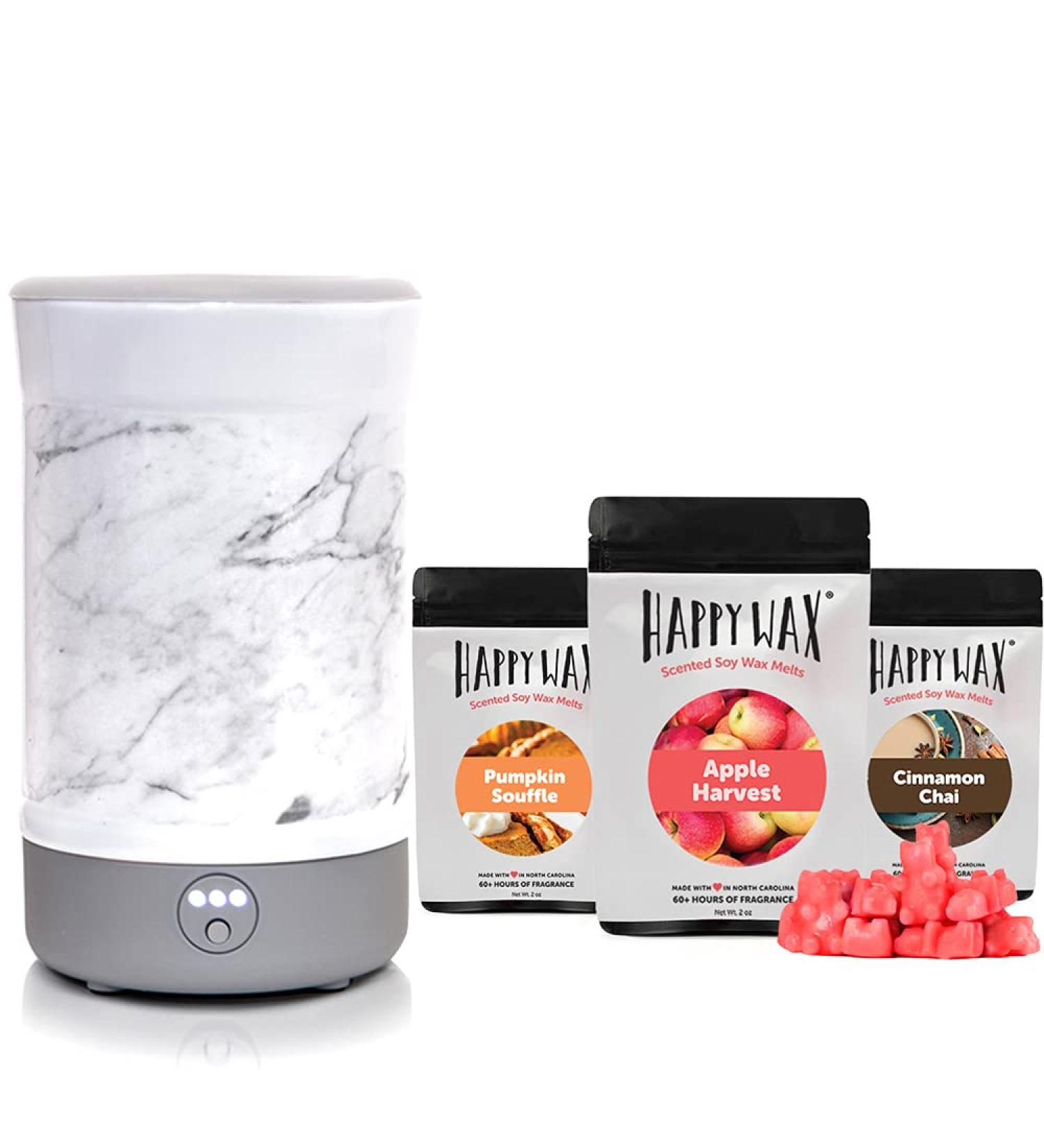 Happy Wax Savory Mix Marble Warmer Gift Set - Natural Soy Wax Melts with Essential Oils - Buy Online on GoSupps.com