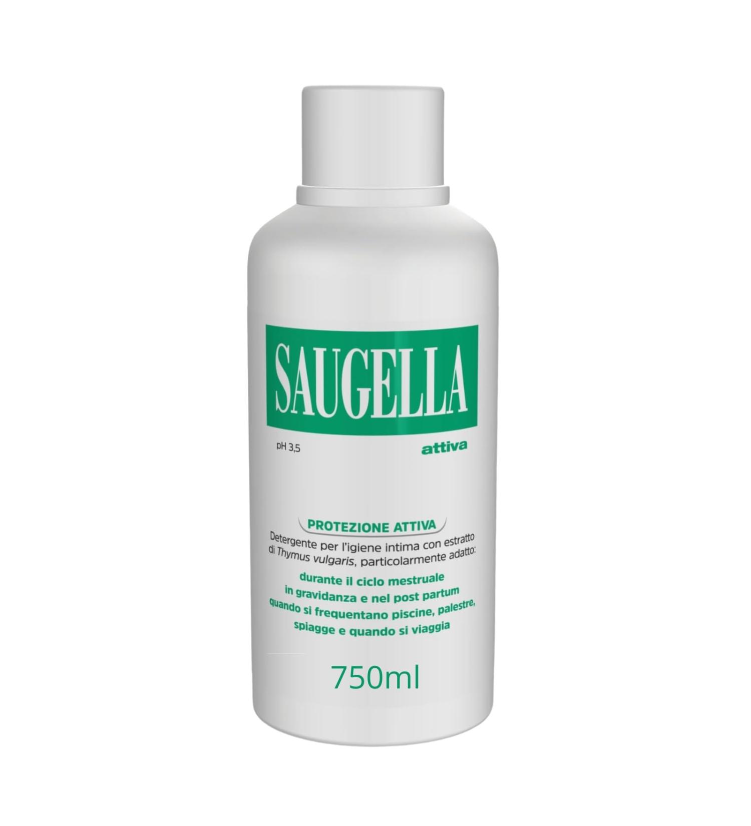  Saugella Saugella Active Protection Intimate Hygiene Cleanser with Thymus Vulgaris Green 750 ml - Buy Online on GoSupps.com