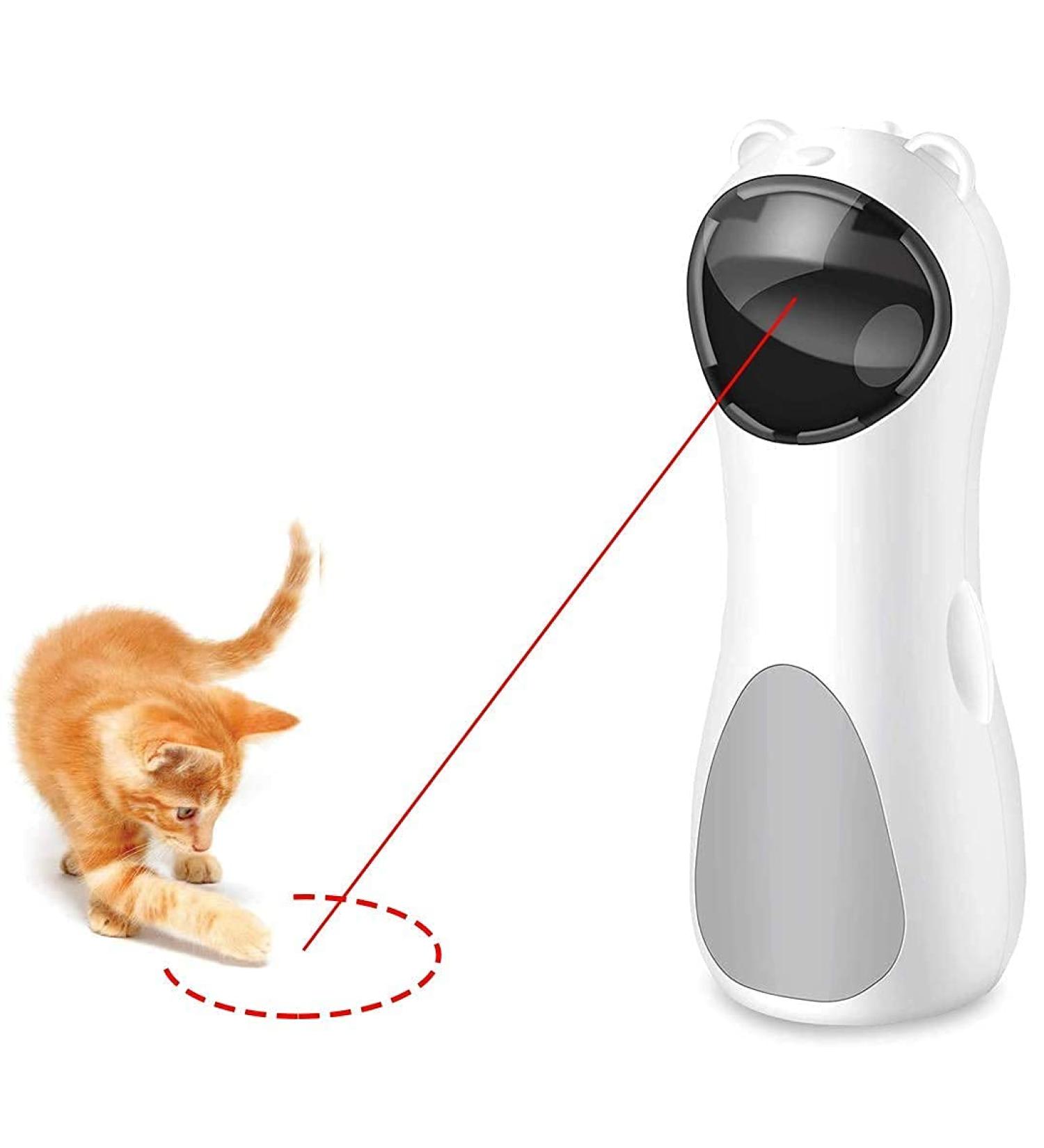 Cat Laser Toy Automatic Interactive Laser Cat Toys Rotating Catch Training Placing High 5 Random Pattern Automatic On/Off and Silent 3 Speed Modes USB Charging Cable/Battery Powered - Buy Online on GoSupps.com
