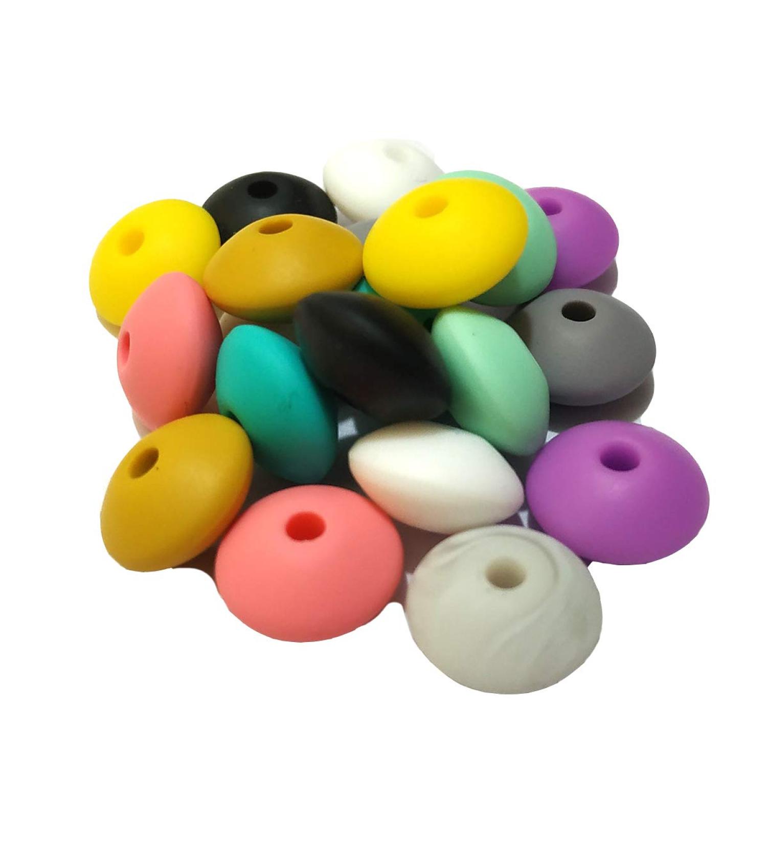 Arakierst 100pcs 12mm Silicone Abacus Pearl Bead Spacer Beads for DIY Pacifier Chain - Nursing Necklace Accessories - Buy Online on GoSupps.com