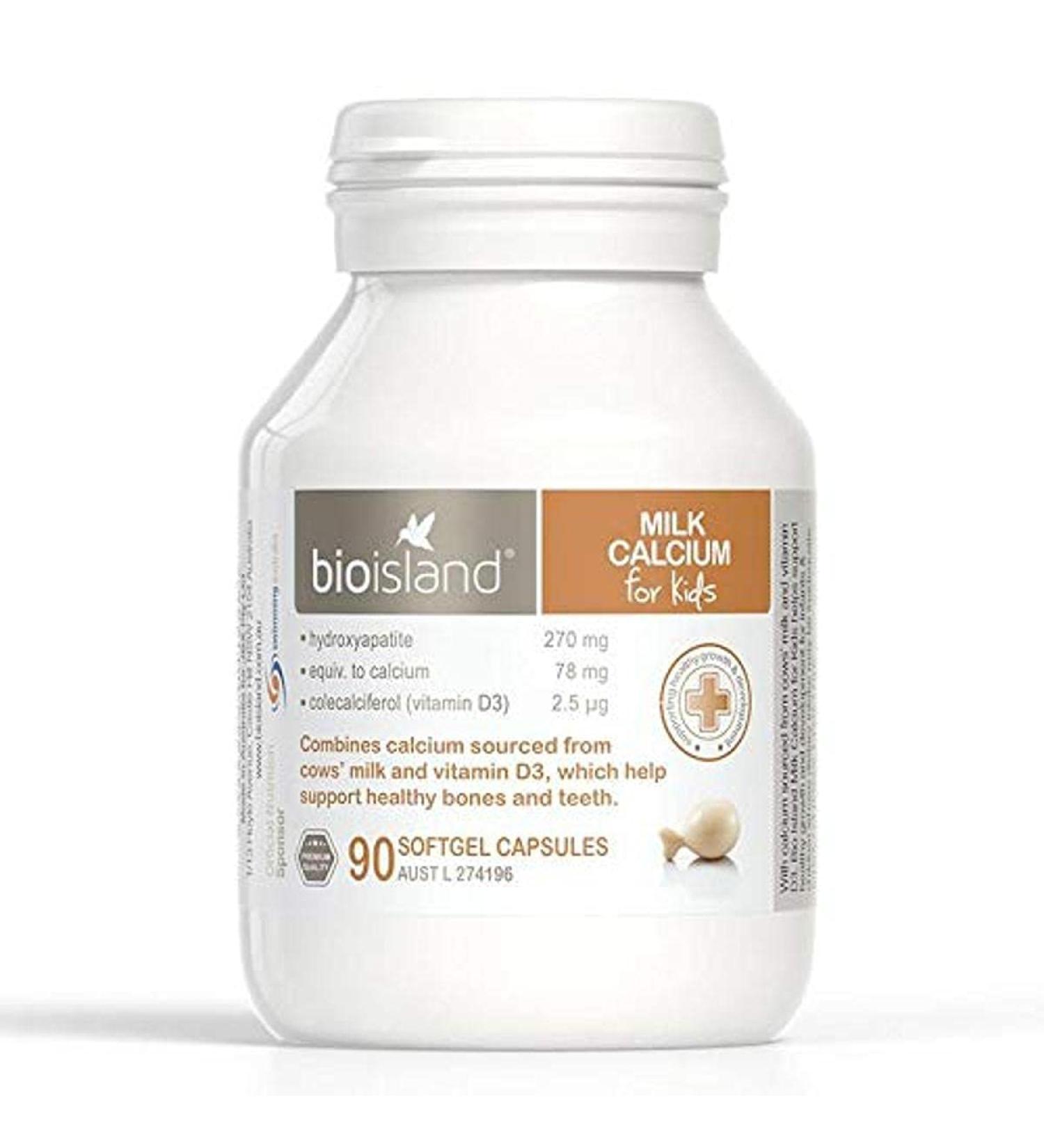 Bio Island Milk Calcium for Kids 90 Capsules - Essential Bone Health Support - Buy Online on GoSupps.com