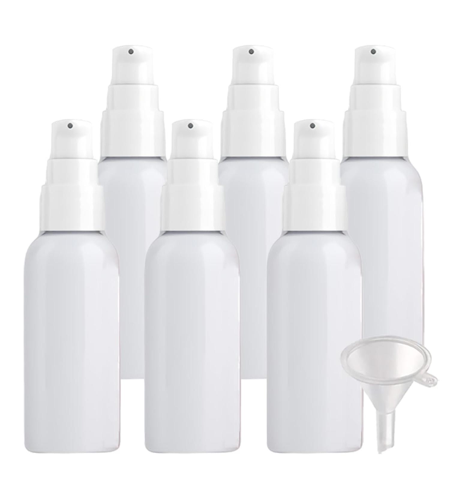 ZEOABSY 6 Pieces 50 ml White Lotion Bottles with White Pump 50ml Empty PET Plastic Lotion Pump Bottle Cosmetic Gel Travel Container for Cosmetic Make up Cleaning + 1 x Funnel White 50 ml - Buy Online on GoSupps.com