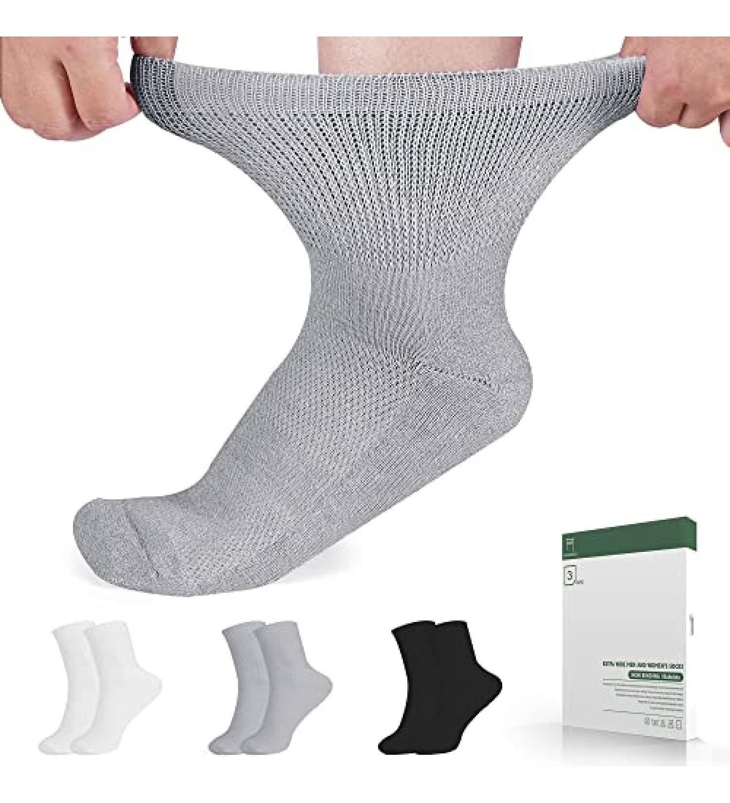 Bulinlulu Diabetic Bamboo Ankle Socks - 3 Pairs, Non-Binding, White/Grey/Black - Men & Women - Buy Online on GoSupps.com