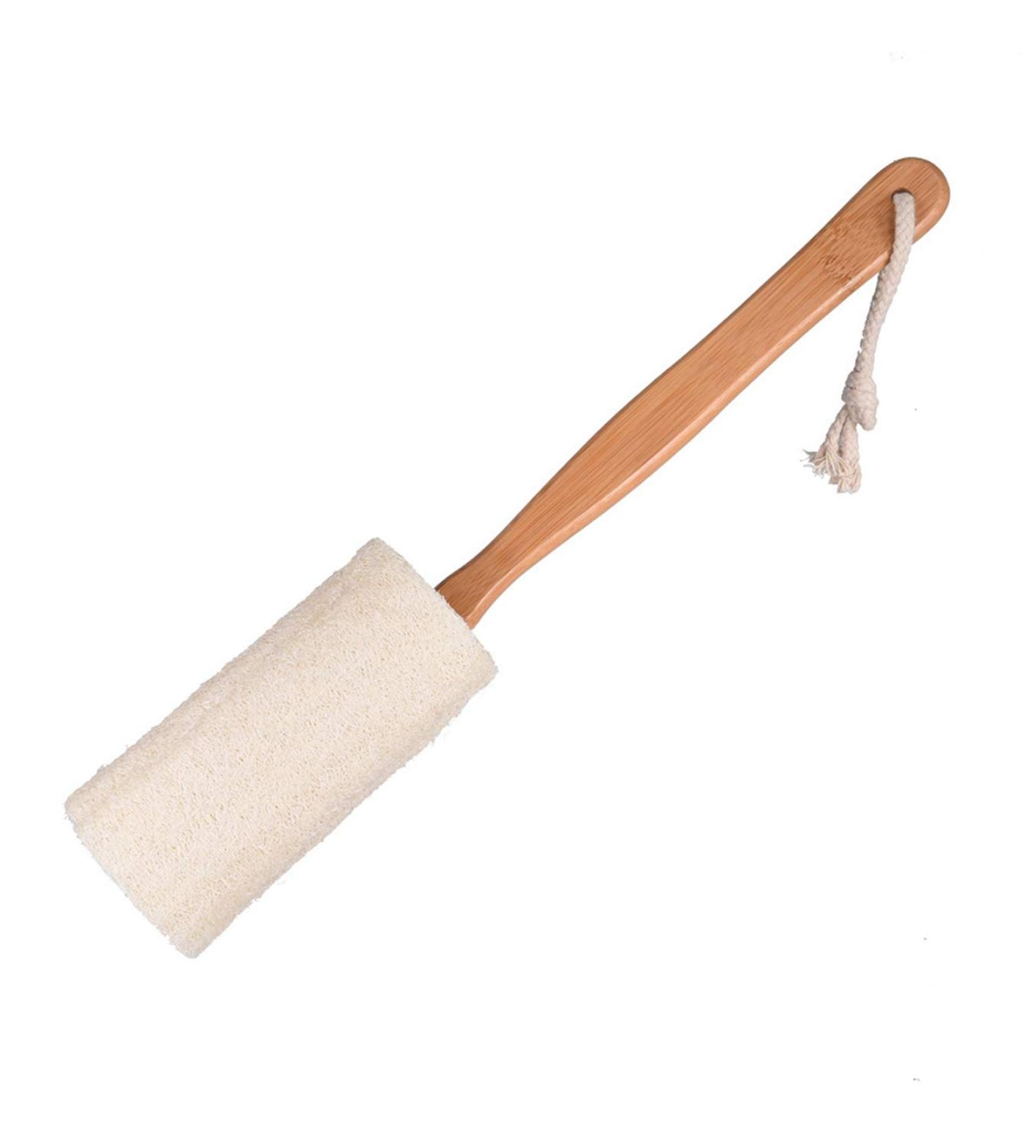Eastor Natural Luffa Loofa Bath Brush with Wooden Handle - 34 cm Back Scrubber for Men & Women | Body Shower Sponge - Buy Online on GoSupps.com