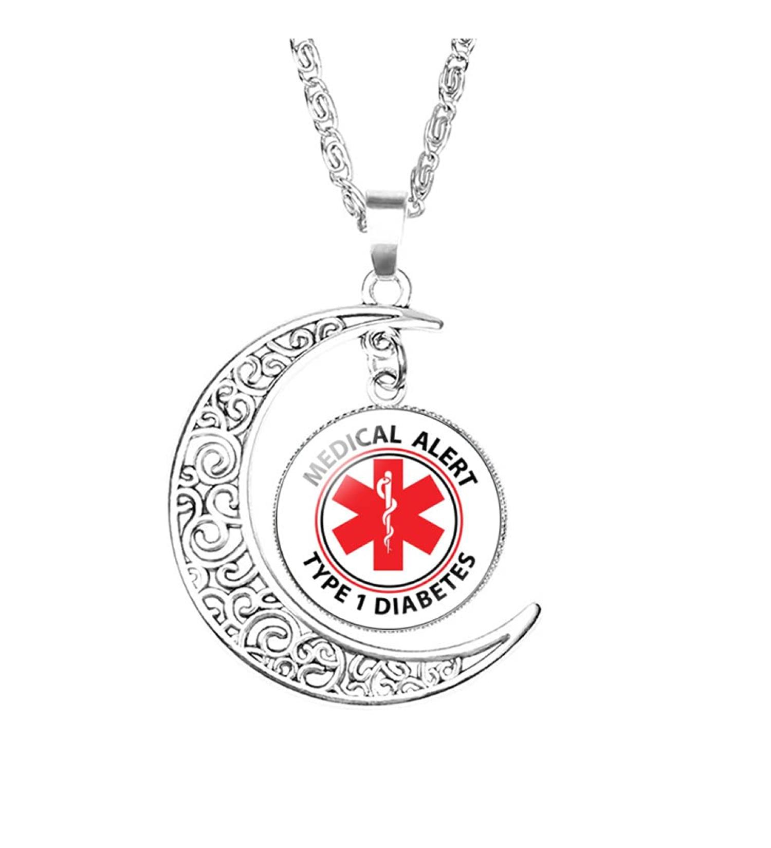 KBNSUIAN Stylish Type 1 Diabetic Sun Moon Necklace for Women - Diabetes Awareness Pendant with Emergency Reminder - Insulin-Dependent Aid Bag Included - Buy Online on GoSupps.com