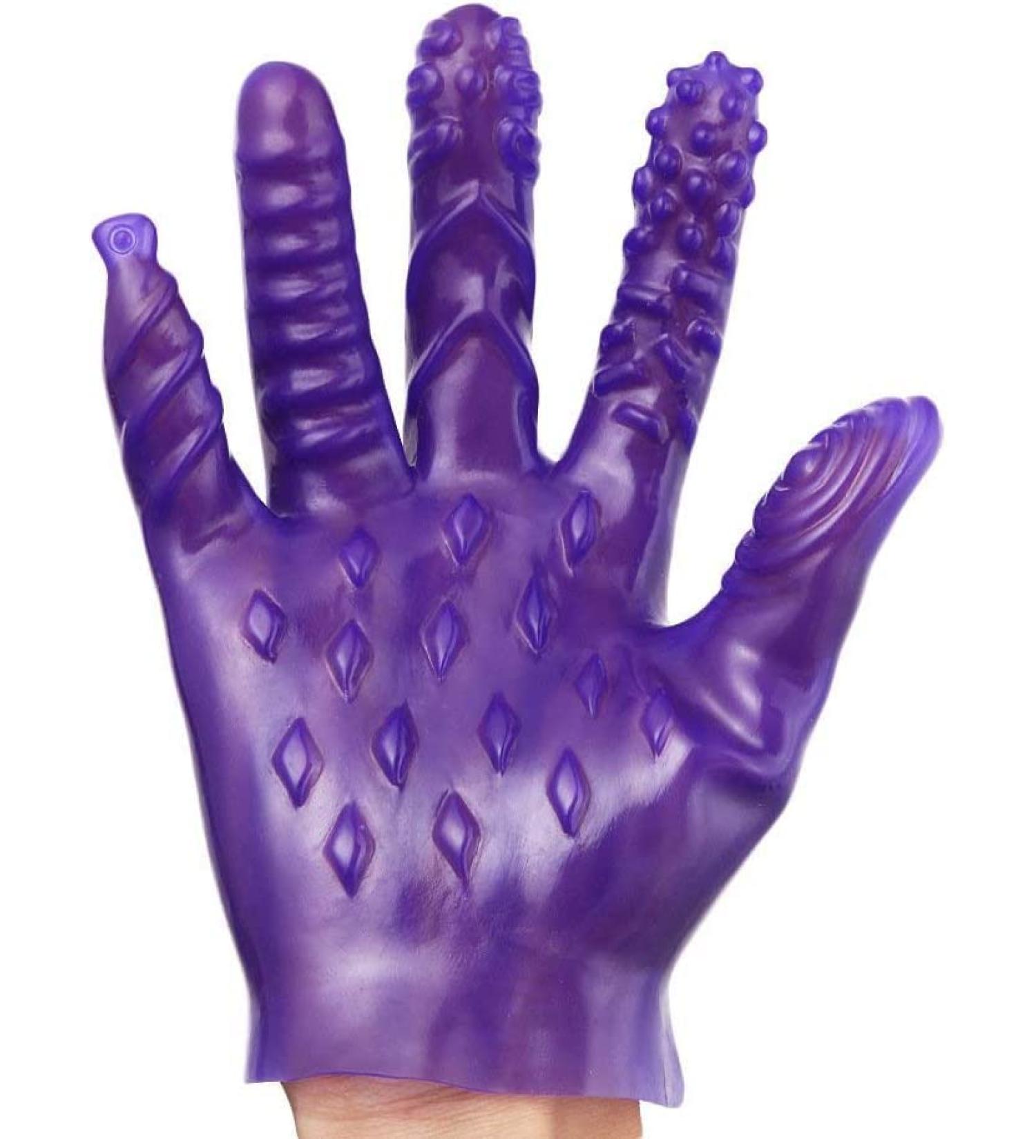 Soft Flirt Massage Tool for Men & Women - Ribbed Hand Sleeve - Purple - International Shipping - Buy Online on GoSupps.com