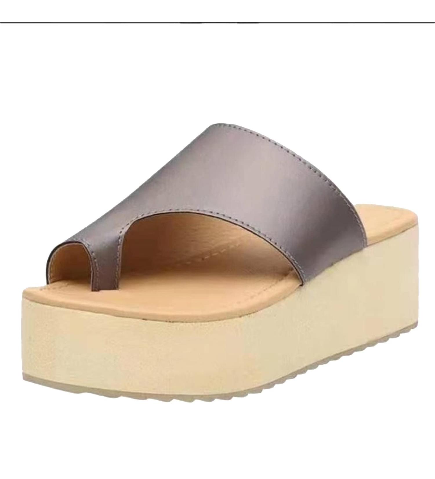 Orthopedic Bunion Corrector Sandals with Arch Support - Women's Flip Flops for Bunions - Non-Slip Platform Sandals - Silver - Size 6.5 - Buy Online on GoSupps.com
