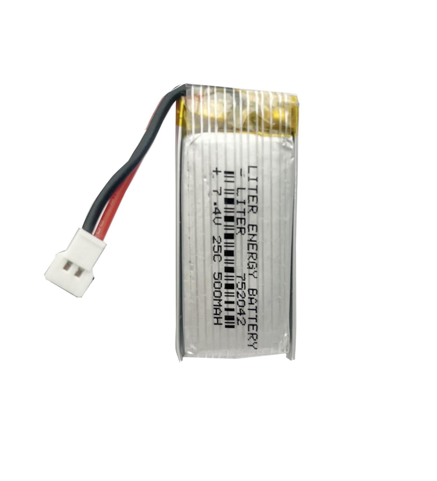 3.7V 500mAh 25C 752042 Rechargeable Lipo Battery for H31 H37 H6D X4 FPV H107C H108 JXD392 JXD388 JXD385 U816A X5C X5SW HS170C HS170G F180W TR-C385 TR-P51 TR-F22