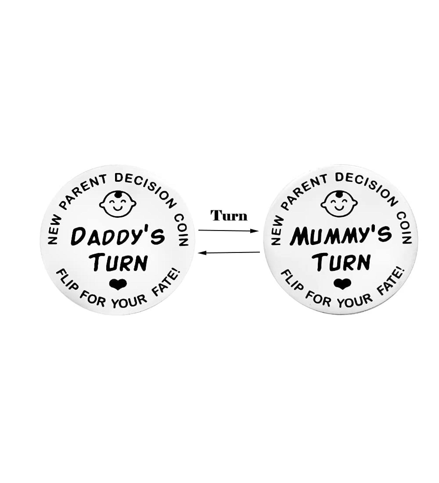 Decision Coin for New Parents - Funny New Mum & Dad Gift for Newborn Baby - Buy Online on GoSupps.com