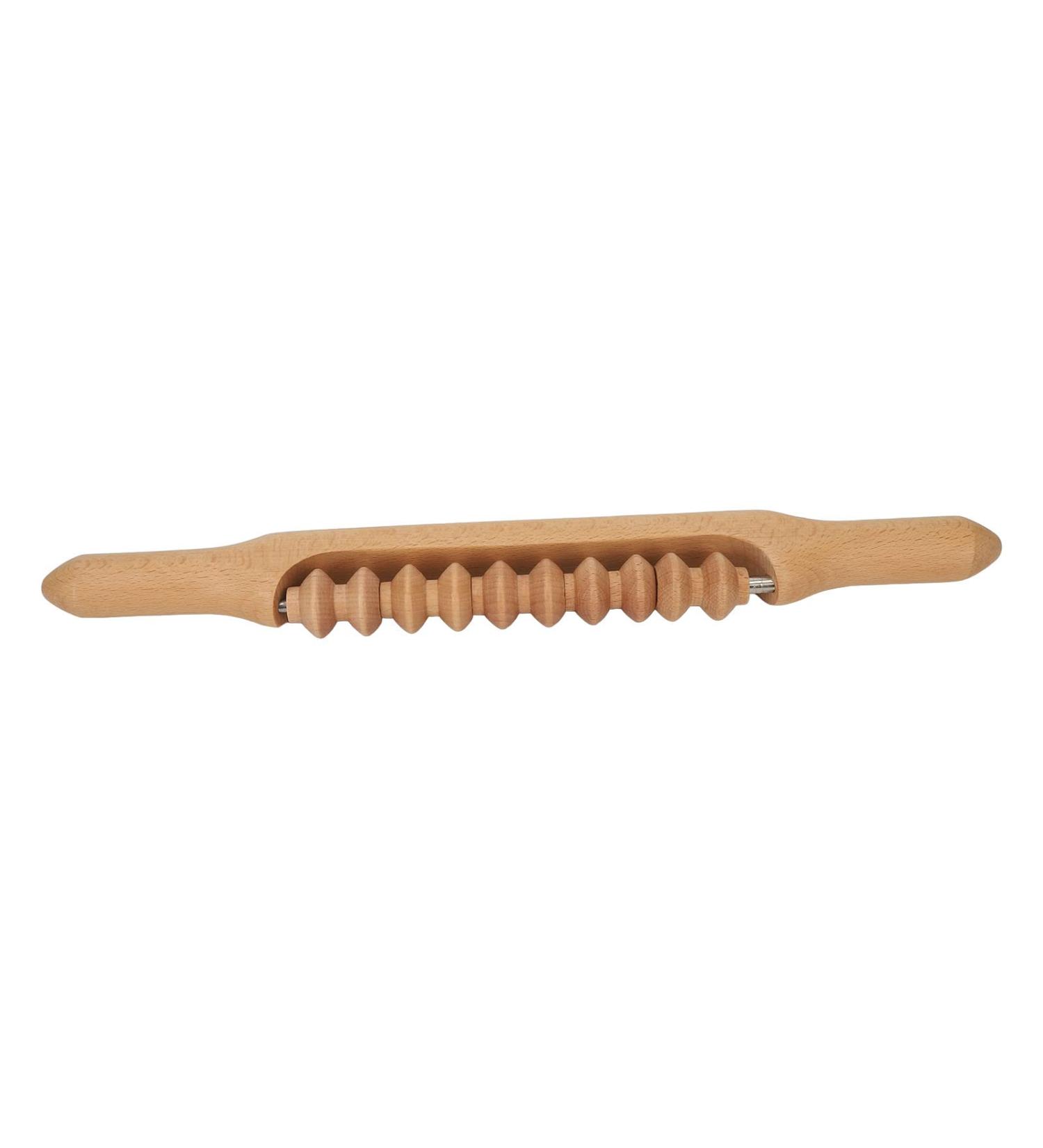 Wood Lymphatic Massage Roll Rod | Myofascial Relief & Gastro-Cellulite Massager | 10-Wheel Body Massage Tool for Optimal Wellness - Buy Online on GoSupps.com
