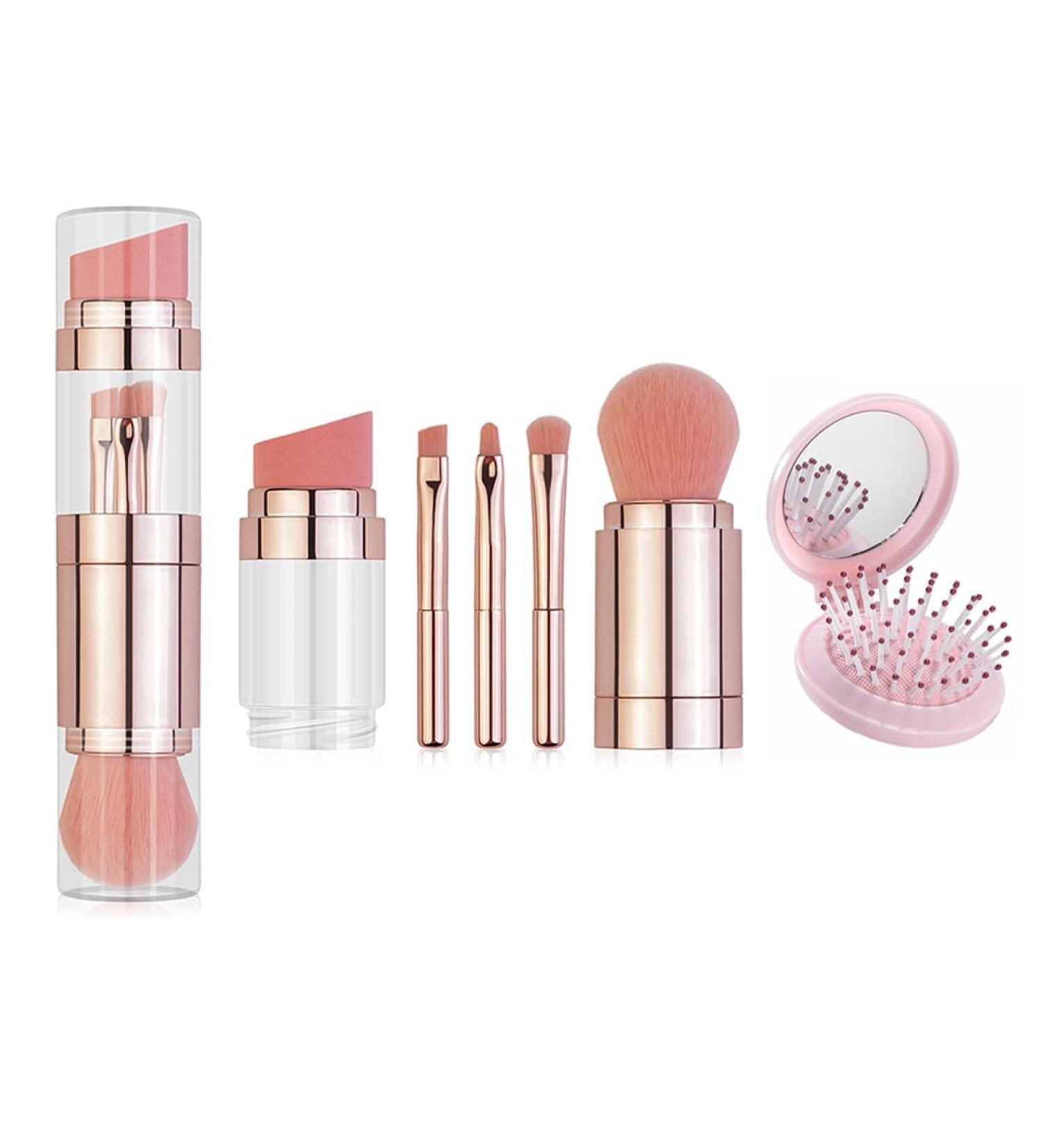 5-in-1 Portable Makeup Brush Set | Foundation Eyebrow Lip & Eyeshadow Brushes for Travel | Perfect for On-the-Go Beauty - Buy Online on GoSupps.com