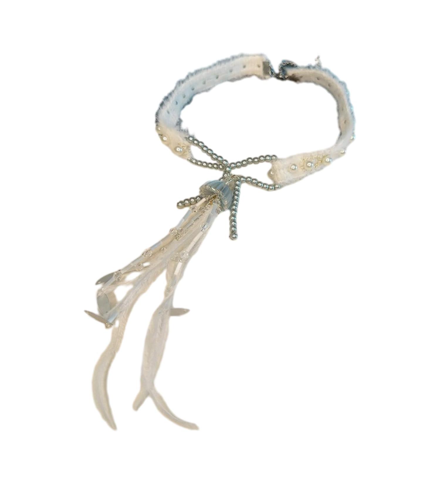 Oralgo Handmade Pearl Necklace with Loop-Tassel Tag | Stylish Feather Choker & Accessory - International Shipping - Buy Online on GoSupps.com