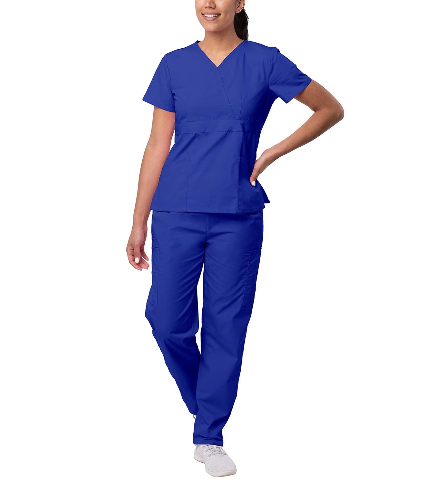 Sivvan Women's Scrub Set - Mock Wrap & Cargo Pants, Medium Royal Blue - Buy Online on GoSupps.com