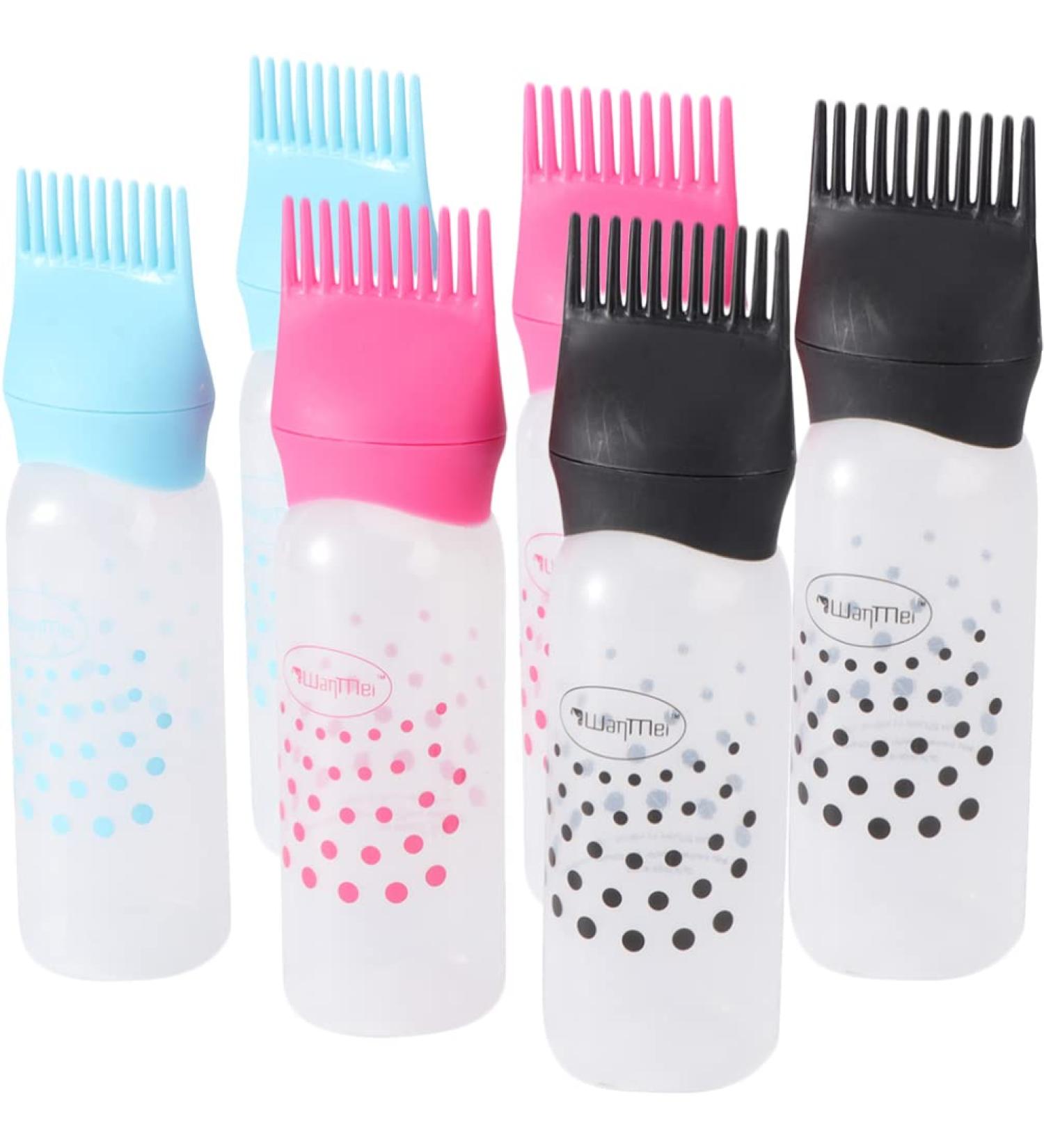 SEWACC Hair Root Comb Applicator Bottle - 6pcs Hair Color Oiling & Dye Applicator with Graduated Scale for Scalp Treatment - Buy Online on GoSupps.com