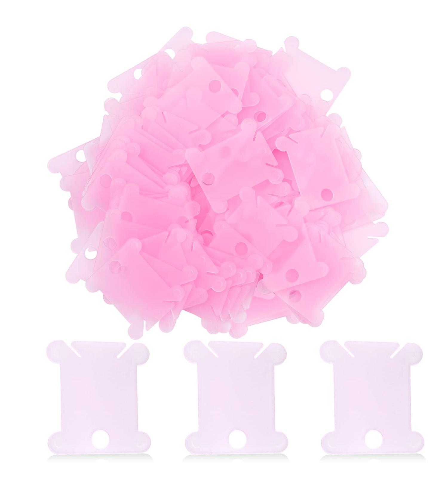 100 Pcs Pink Plastic Floss Bobbins for Cross Stitch Embroidery & Sewing Thread Organizer - Buy Online on GoSupps.com