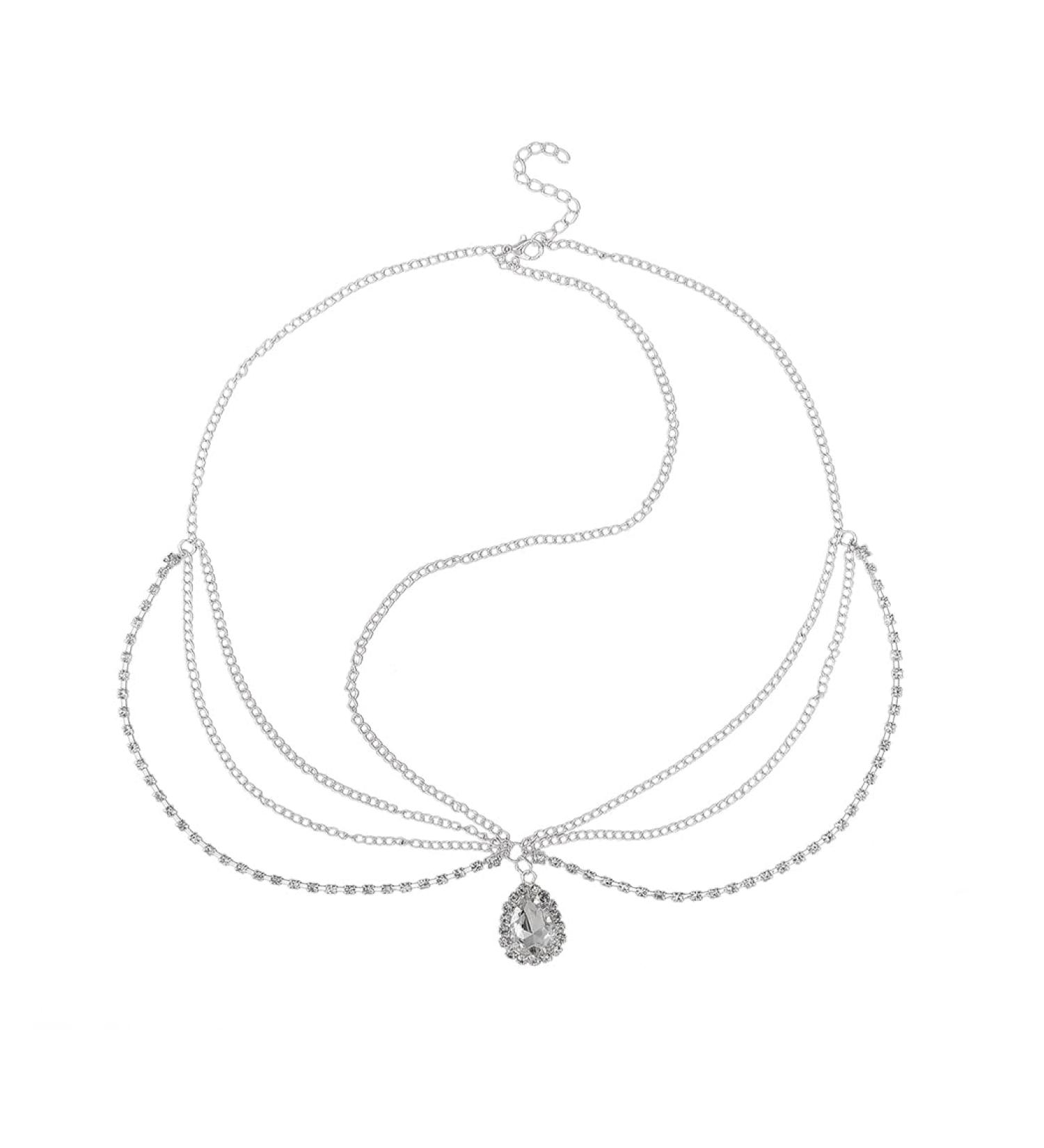 Runmi Rhinestone Head Chain | Layered Bridal Headdress & Silver Crystal Hair Accessories for Bride & Bridesmaid - Buy Online on GoSupps.com