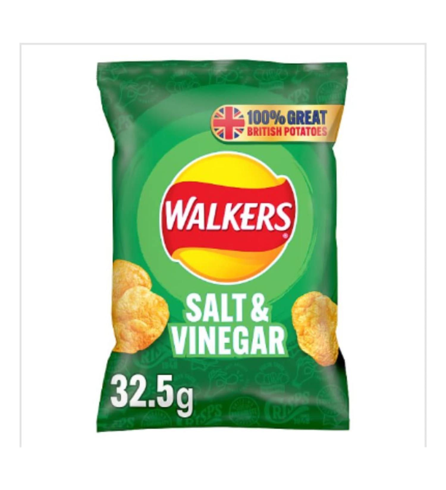Walkers Salt & Vinegar Crisps 32.5g x Case of 32