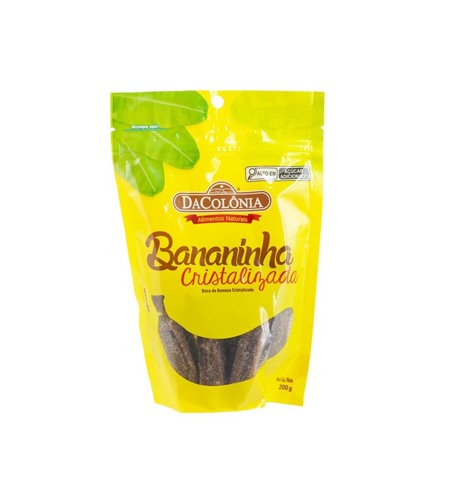 Traditional Brazilian candy made from crystallized bananas, 200g pack - Bananinha Cristalizada DACOLONIA 200g