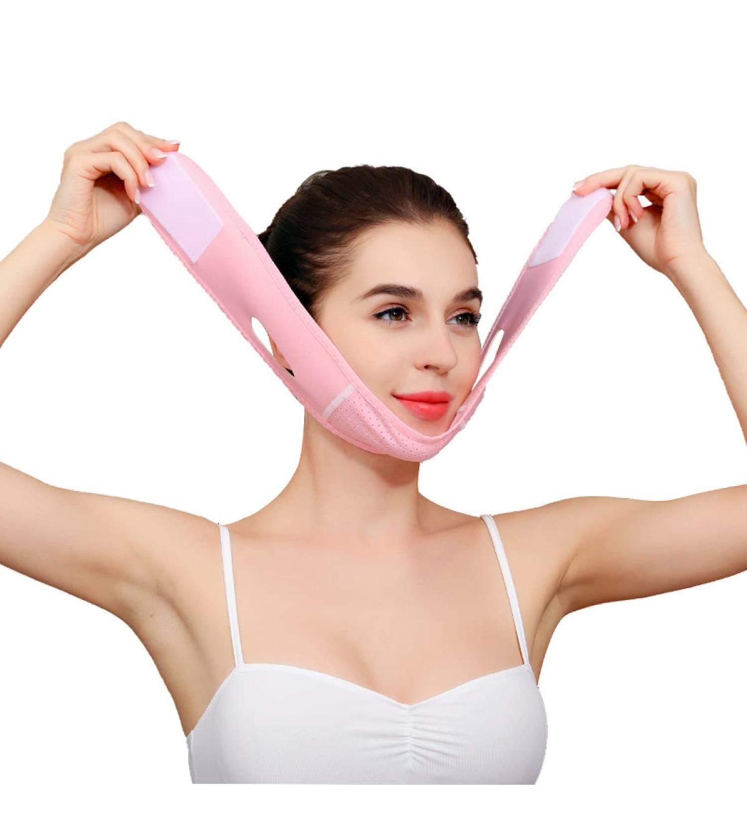 Buy Reusable Double Chin Reducer V Shaped Face Mask - Anti-Wrinkle & Face Lifting Belt (Pink) - International Shipping Available - Buy Online on GoSupps.com