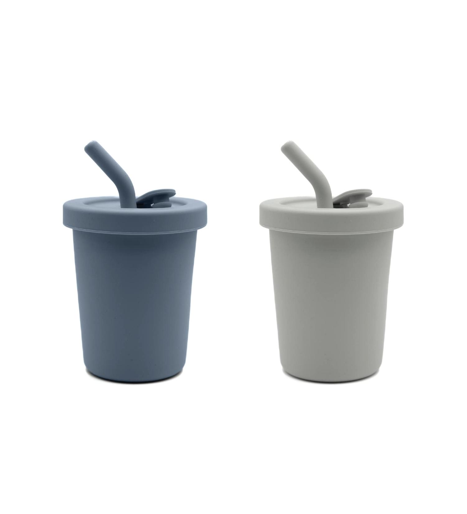 Ka Straw Cup 2-Pack | 100% Food-Grade Silicone | Spill-Proof | Dishwasher Friendly | Deep Ocean/Light Storm | 8 Oz Size - Buy Online on GoSupps.com