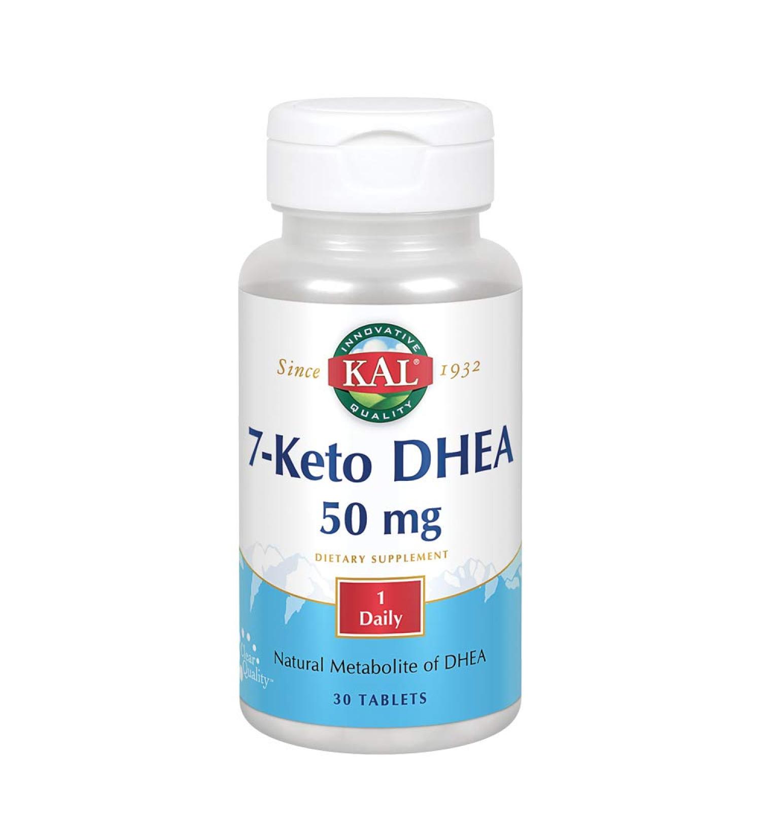 KAL 7-Keto DHEA 50mg - 30 Rapidly Disintegrating Tablets for Women & Men - Boost Metabolism & Energy - International Shipping Available - Buy Online on GoSupps.com