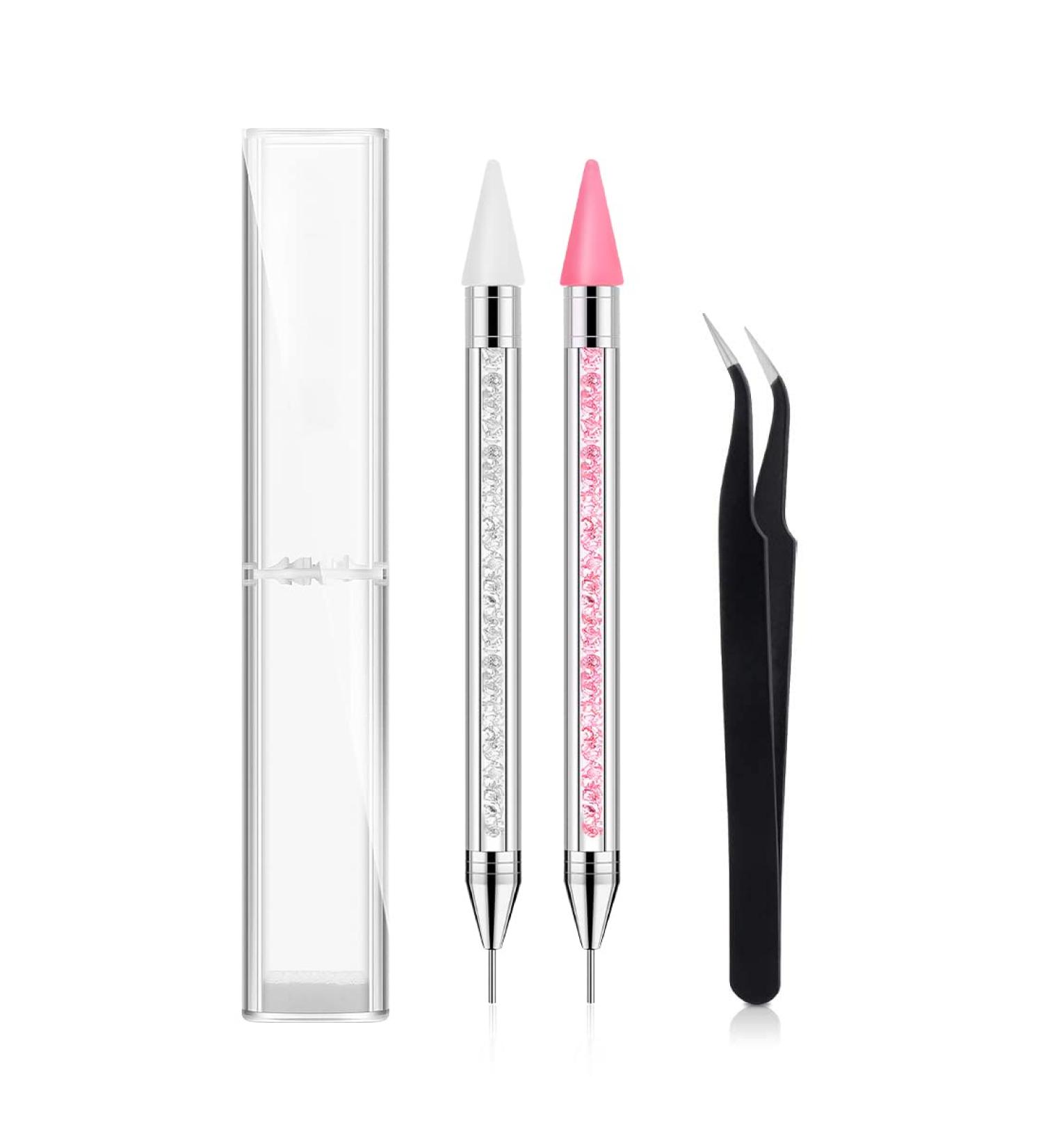 2 Pack Rhinestone Picker Dotting Pen Diamond Painting Wax Pencil + Tweezer - Nail Art DIY Decoration Tool - Buy Online on GoSupps.com