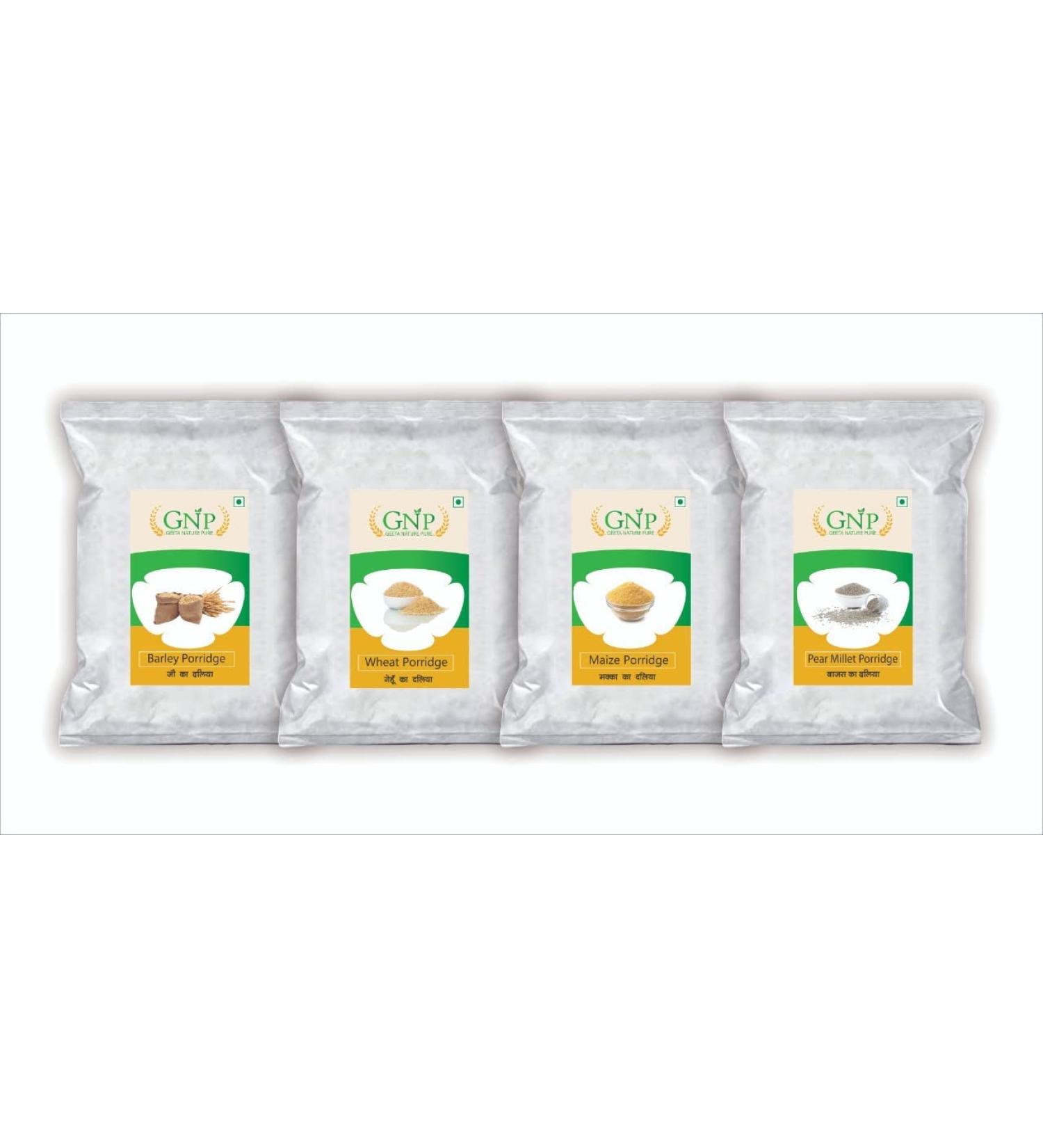 NSH Barley Porridge/Jau Daliya (1KG) &Wheat Daliya(1KG) & Makka Daliya (1KG) & Bajra Daliya (1KG) Pack of 4 - Buy Online on GoSupps.com