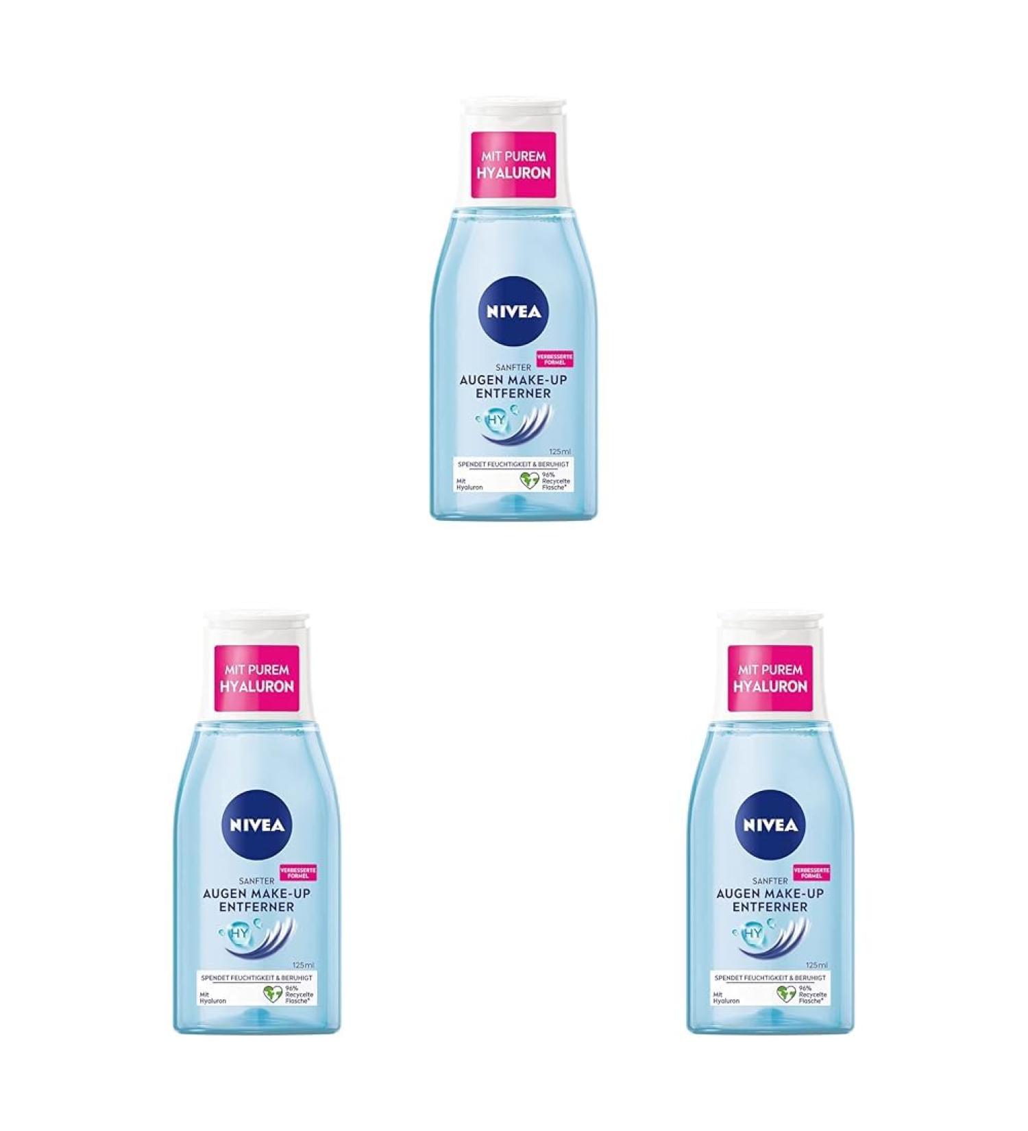 Nivea Gentle Eyes Make-Up Remover 125ml - Non-Greasy Makeup Remover with Provitamin B5 | 3-Pack for Effortless Eye Makeup Removal - Buy Online on GoSupps.com