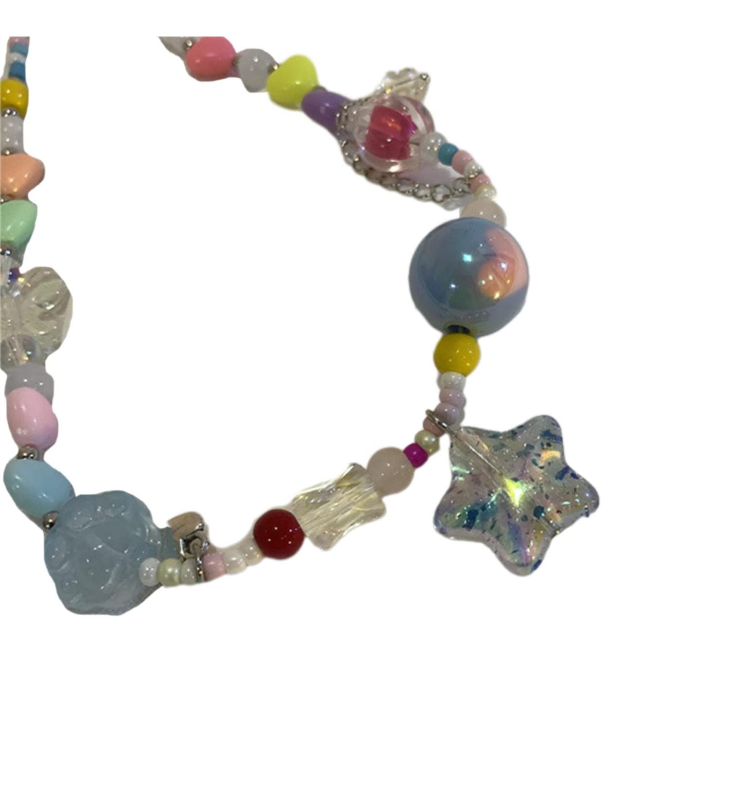 Egirl Jewelry: Colorful Beads Pendant Necklace DIY Y2K Star Charm Choker for Women | Punk Accessories | International Shipping - Buy Online on GoSupps.com