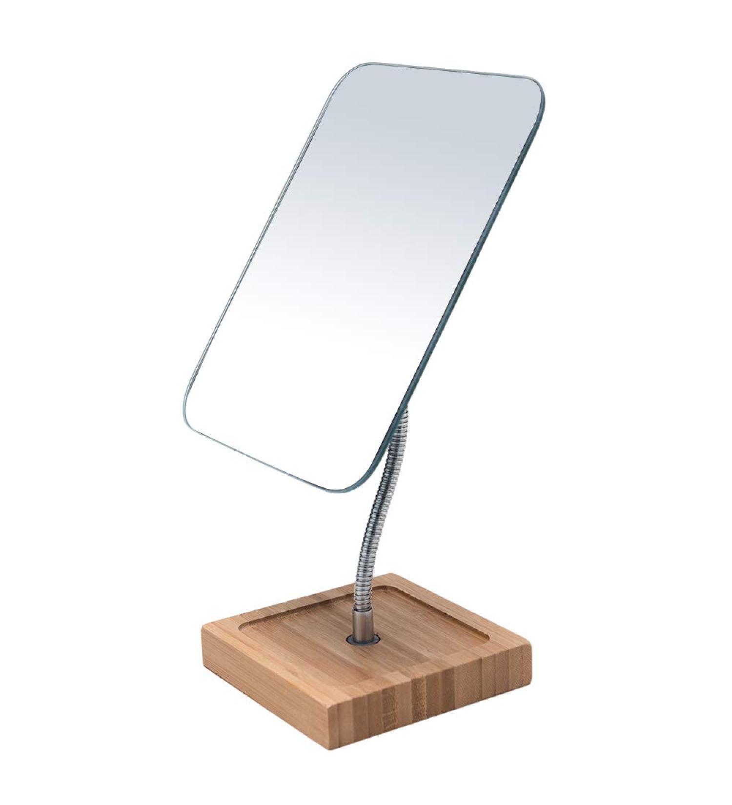 YEAKE Flexible Gooseneck Bamboo Vanity Makeup Mirror360Rotation 8 Large Frameless Vanity Mirror Folding Portable Table Desk Mirror with Stand Bathroom Shaving Make Up Mirrors Rectangle Large (Pack of 1) Bamboo Flexible  - Buy Online on GoSupps.com