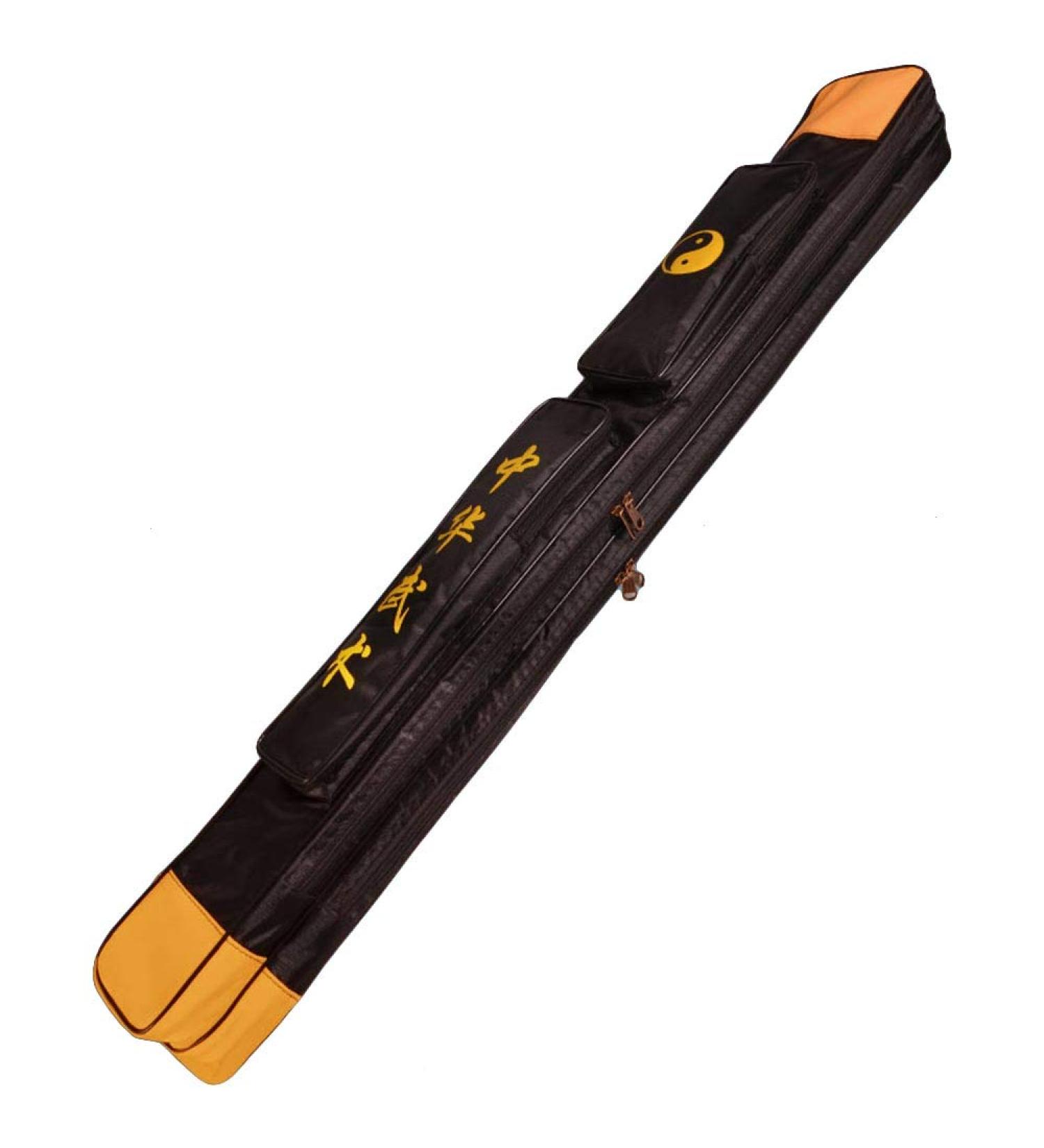 ZooBoo Taichi Sword Carrying Bag - Chinese Kung Fu Sword Bag Single and Double Layer Sword Carrying Case Martial Arts Weapons Case Sword Shoulder Bag - Oxford Cloth with PU Black Double Layer