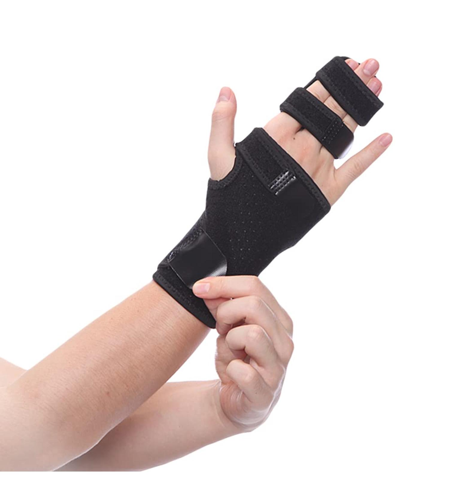 FITTOO Adjustable Wrist Finger Splint Pain Relief for Arthritis Tendonitis Trigger Finger | Black Right Hand Support (One Size) - Buy Online on GoSupps.com