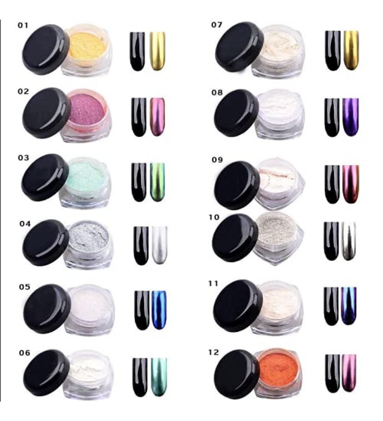 Glitter Chrome Nail Powder 12 Colors Glitter Nail Art Kit Dip Powder Magic Effect Dust Twinkle Nail Art Powder - Buy Online on GoSupps.com