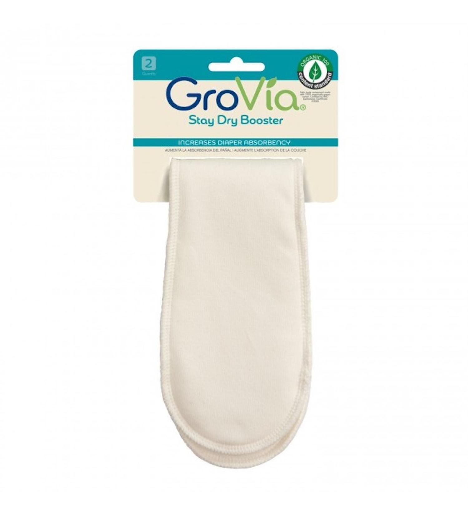 GroVia Stay Dry Reusable Booster for Baby Cloth Diapering Hybrid Diaper Shell (2 Count) Stay Dry Booster White