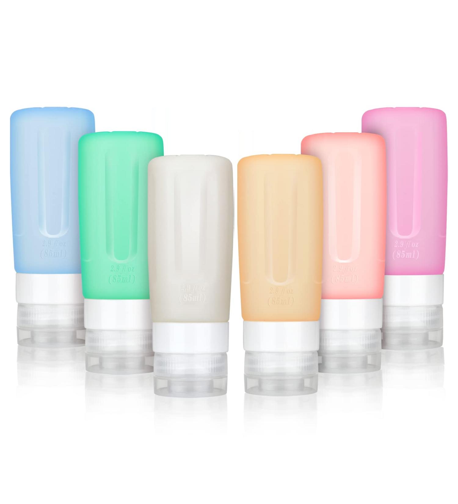 Rogue Silicone Travel Bottles Set - 6x85ml Toiletries Container for Shampoo Shower Gel & Personal Hygiene | Perfect Travel Essentials - Buy Online on GoSupps.com