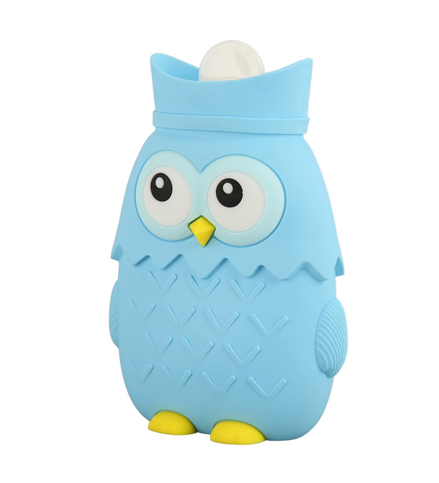 Hot Water Bag - Cute Owl Shape 400ml Leak-proof & Waterproof Injection Hot Water Bottle for Hot Compresses - Portable Light Blue - Buy Online on GoSupps.com