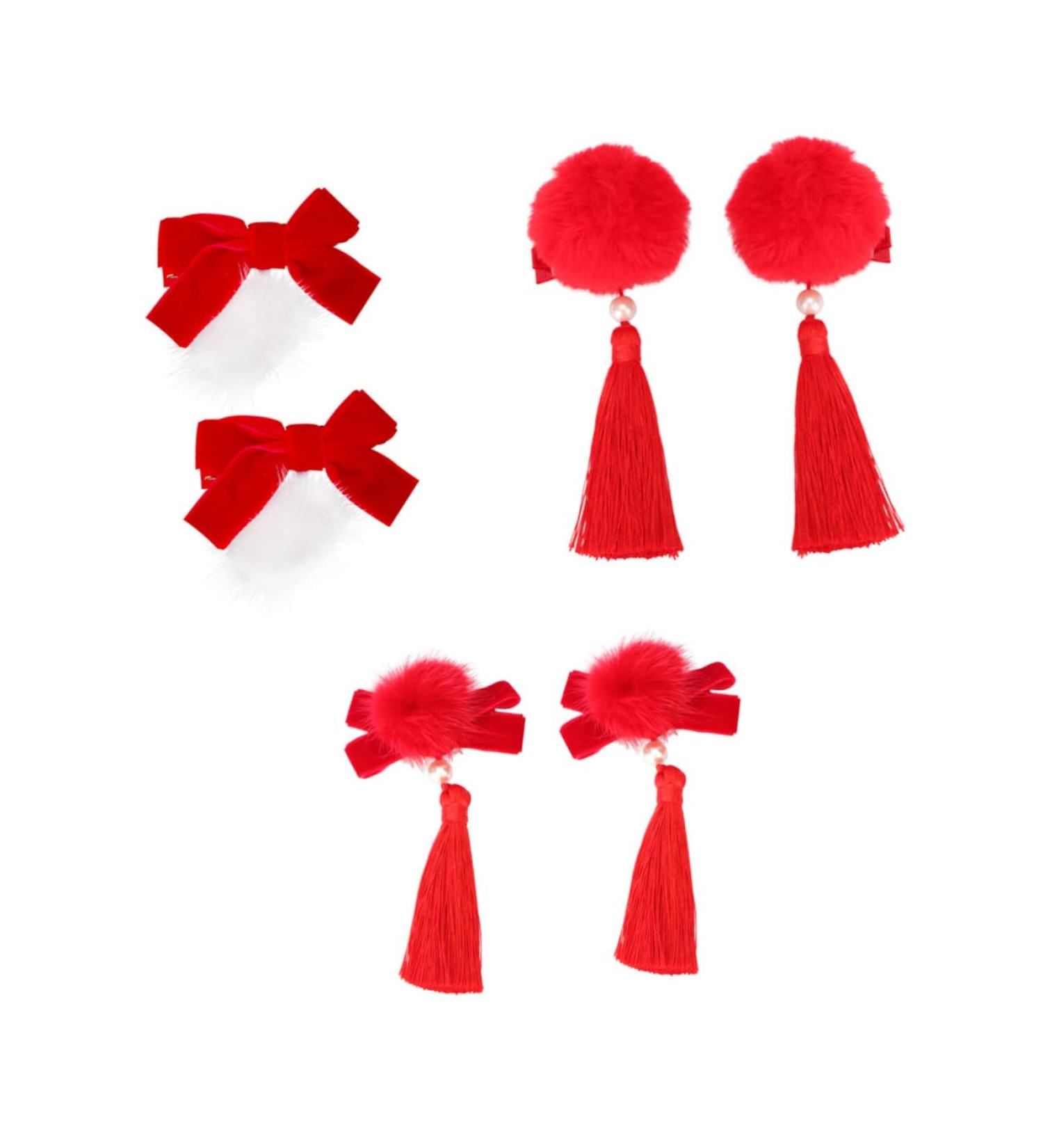 minkissy 3 Pairs new year hairpin girl hair accessories hair clip bow hair clips bowknot hair clip New Year Headdress red barrettes Stylish Hair Clips fabric - Buy Online on GoSupps.com