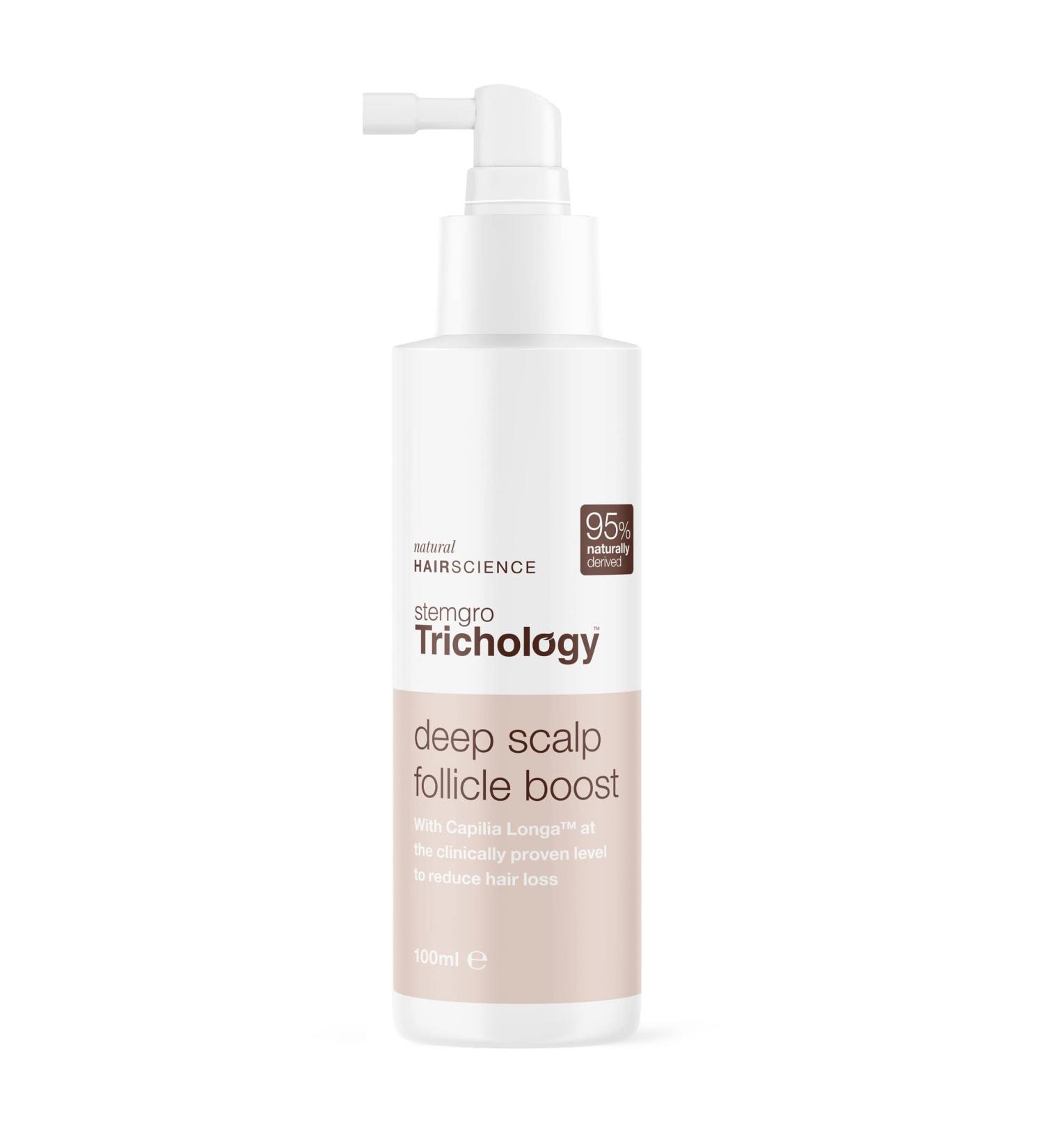 Stemgro Trichology Hair Growth Serum 100ml - Leave-In Daily Hair Loss Treatment for Women With Thinning Hair Due to Menopause & Stress - Clinically Proven Hair Growth - Buy Online on GoSupps.com