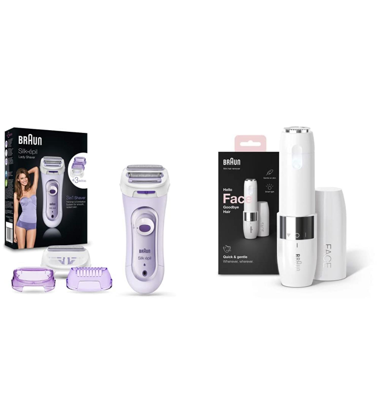 Buy Braun Silk- pil Lady Shaver 5-560 - 3-in-1 Wet & Dry Electric Razor & Face Mini Hair Remover | Fast & Gentle Shave for Women - International Shipping Available - Buy Online on GoSupps.com